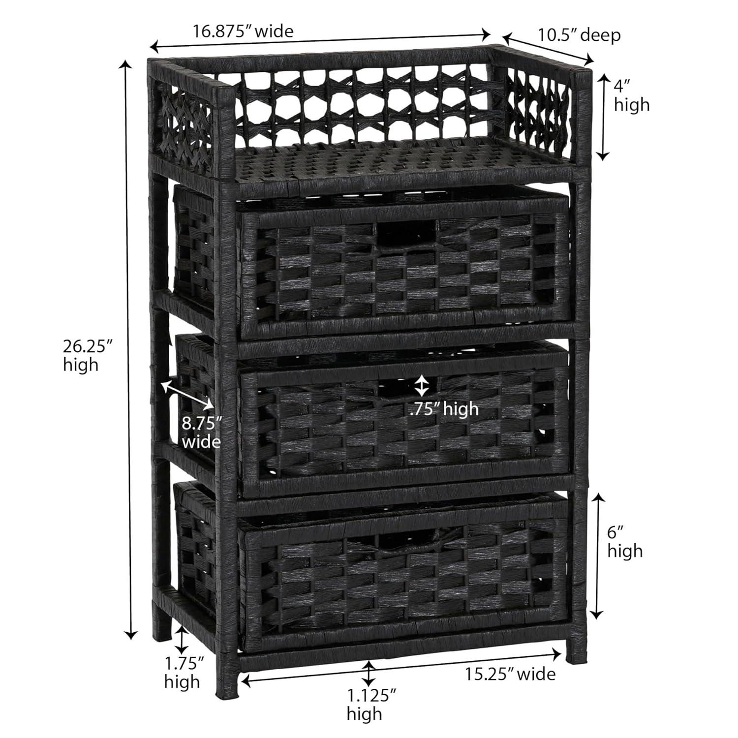 Household Essentials Paper Rope 3-Drawer Chest