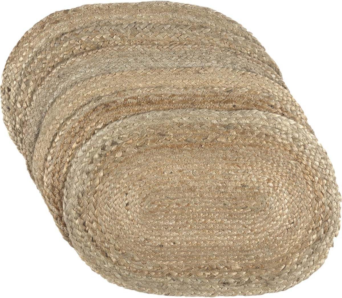 VHC Brands Natural Jute Kitchen and Dining Table Placemats, Beige, Set of 6