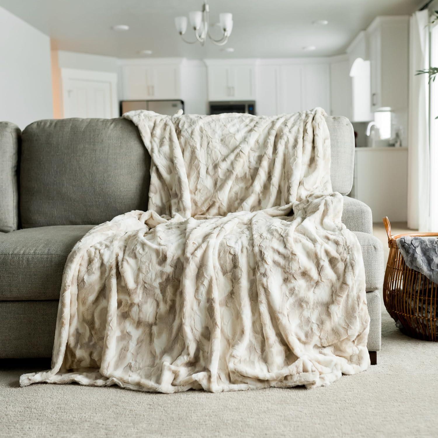 Graced Soft Luxuries Double Sided Faux Fur Throw Blanket, Multiple Colors
