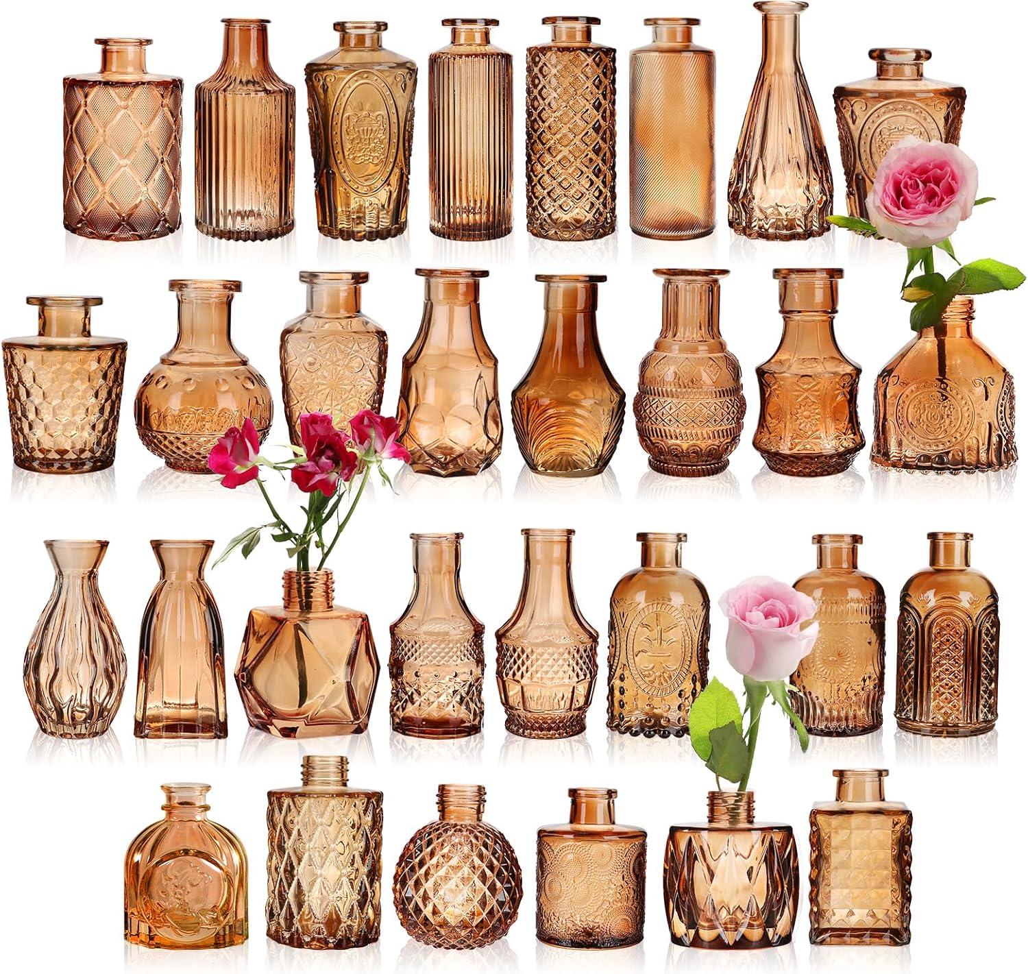 Bud Vases Set of 12, Small Glass Vases for Centerpieces, Small Flower Vases for Centerpieces, Vintage Mini Vase, Clear Bud Vase for Wedding Table Decor