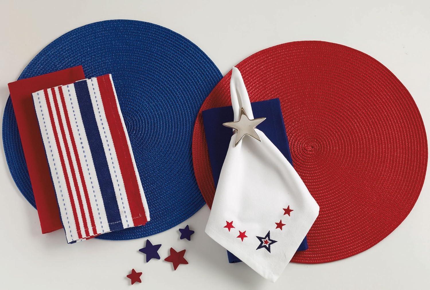 Red Round Braided Placemats Set of 6 for Dining Tables