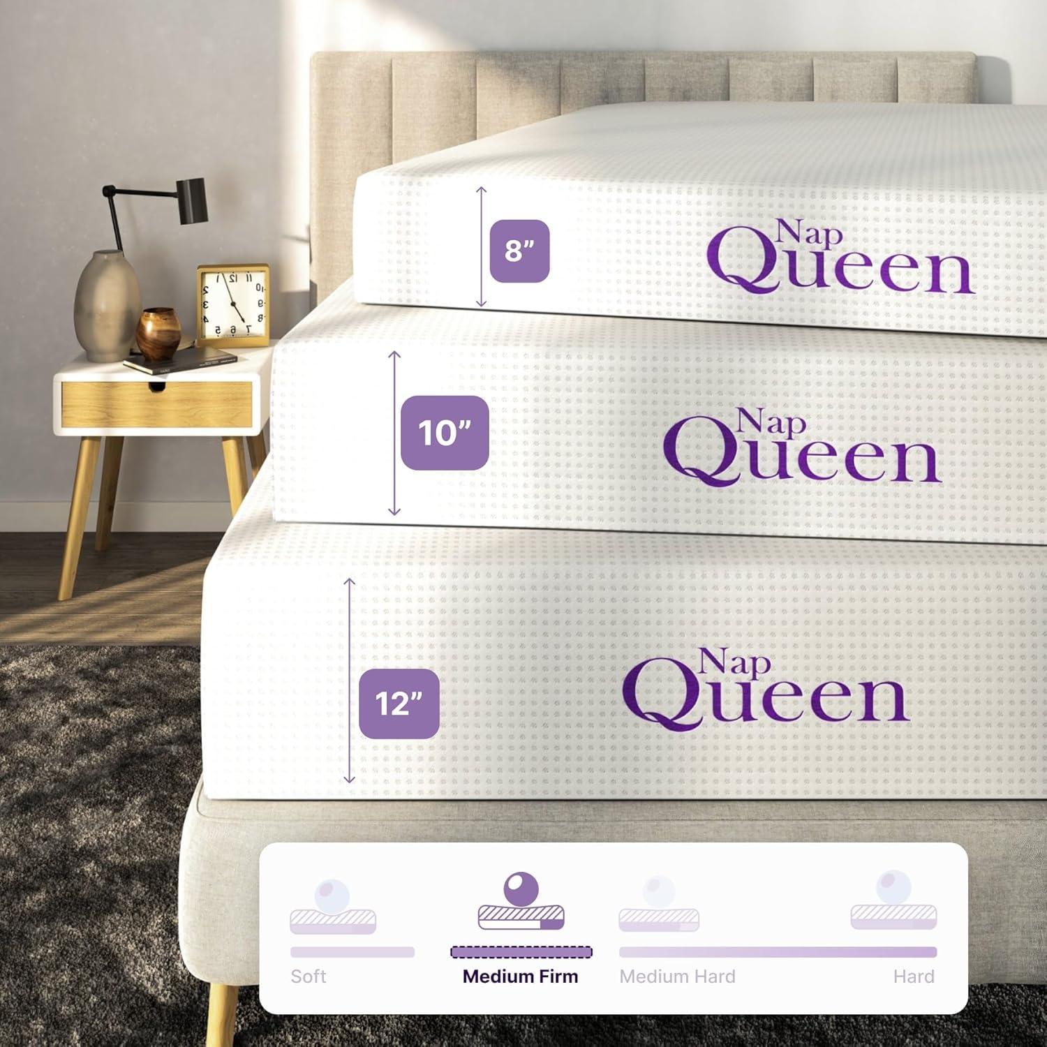 NapQueen 10" Queen Bamboo Charcoal Memory Foam Mattress