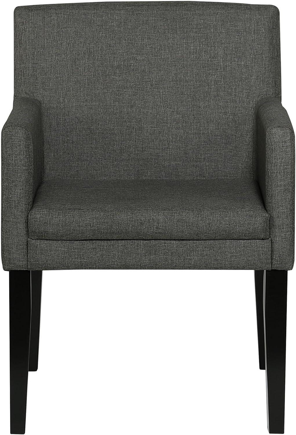 Catherine Upholstered Dining Arm Chair Charcoal Grey and Black (Set of 2)