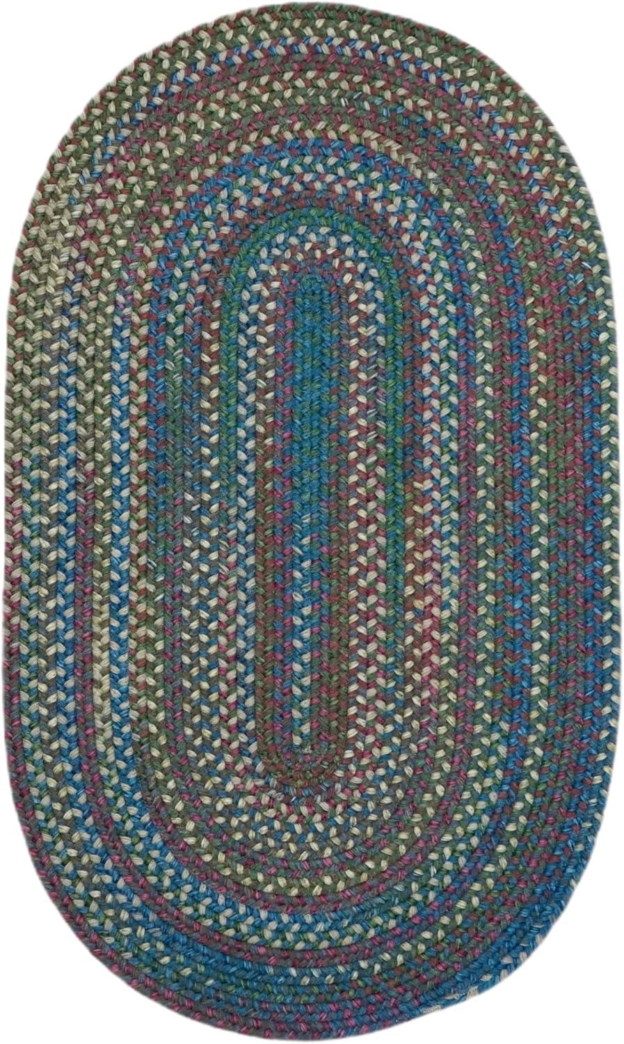 Handmade Multicolor Wool-Blend Braided Oval Rug 7' x 9'