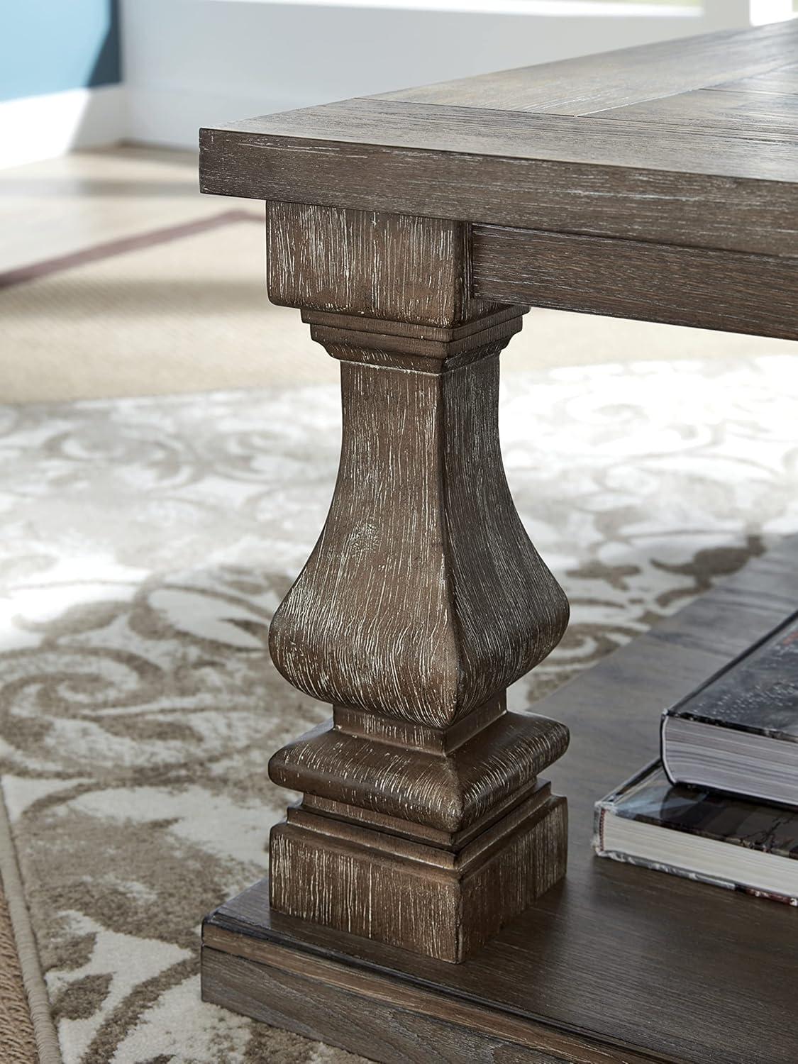 Gray Elm Veneer Rectangular Coffee Table with Shelf