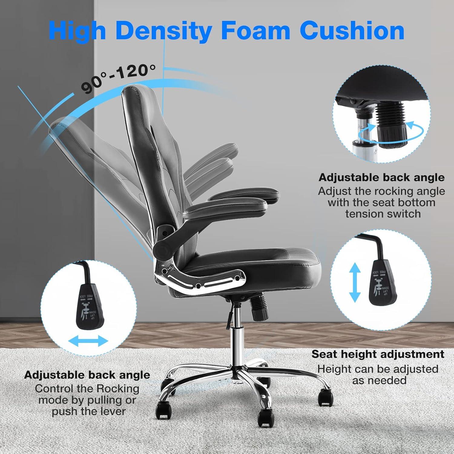 JHK Gaming Chair - Office Chair Desk Chairs with Wheels Computer Chair with Flip-up Armrest and Height Adjustable Swivel Chair Splicing PU Leather Chair Home Office Chair with Lumbar Support
