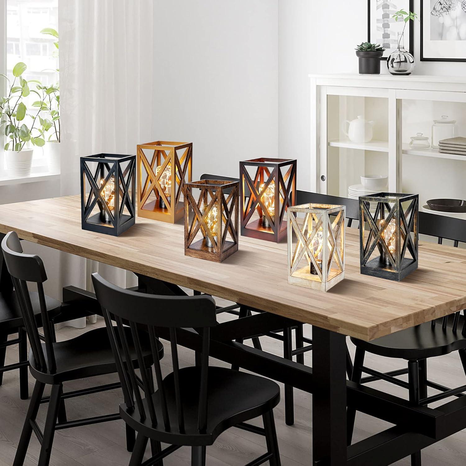 WINGBO 2 Pack Retro Battery Powered Table Lamps, Battery Operated Cordless Lamp Set, Portable Nightlight Decorative Light for Living Room Dining Room Bedroom Entryway Patio, Black & Gold Finish