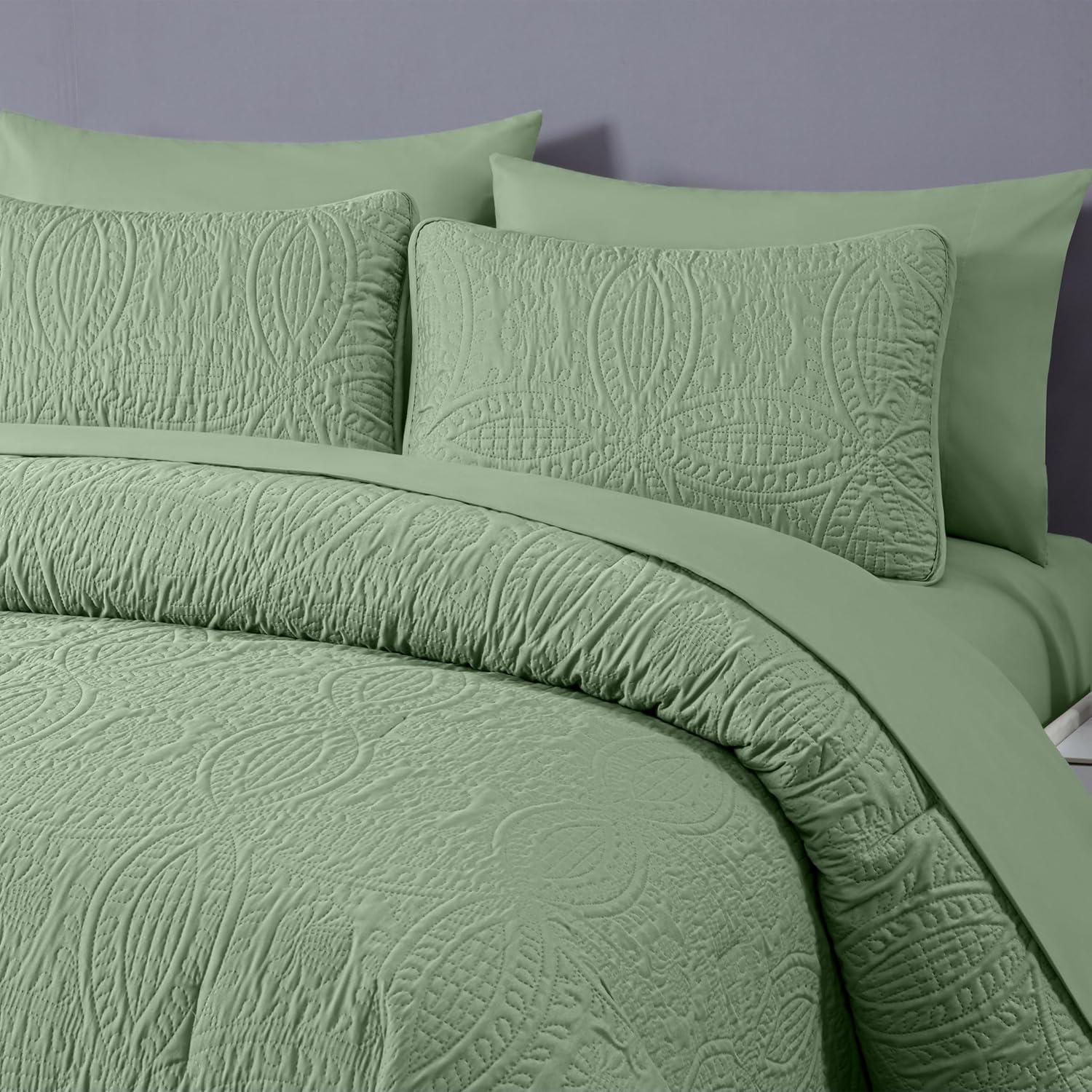 Chezmoi Collection Liam Microfiber 7 Piece Bed in a Bag Comforter Set