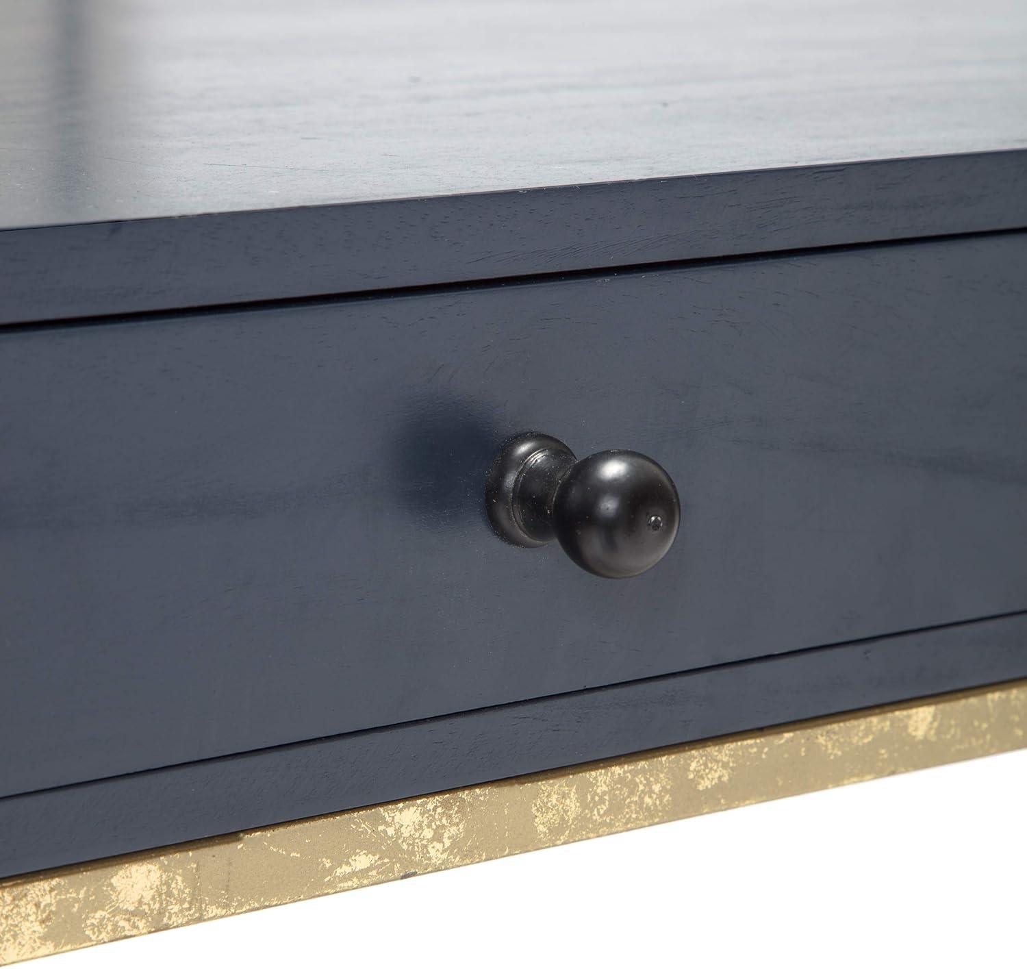 Jolie Modern Living Room Console Table Navy Blue/Gold - Adore Decor: Chic 2-Drawer Design, Glossy Finish, Metal Frame