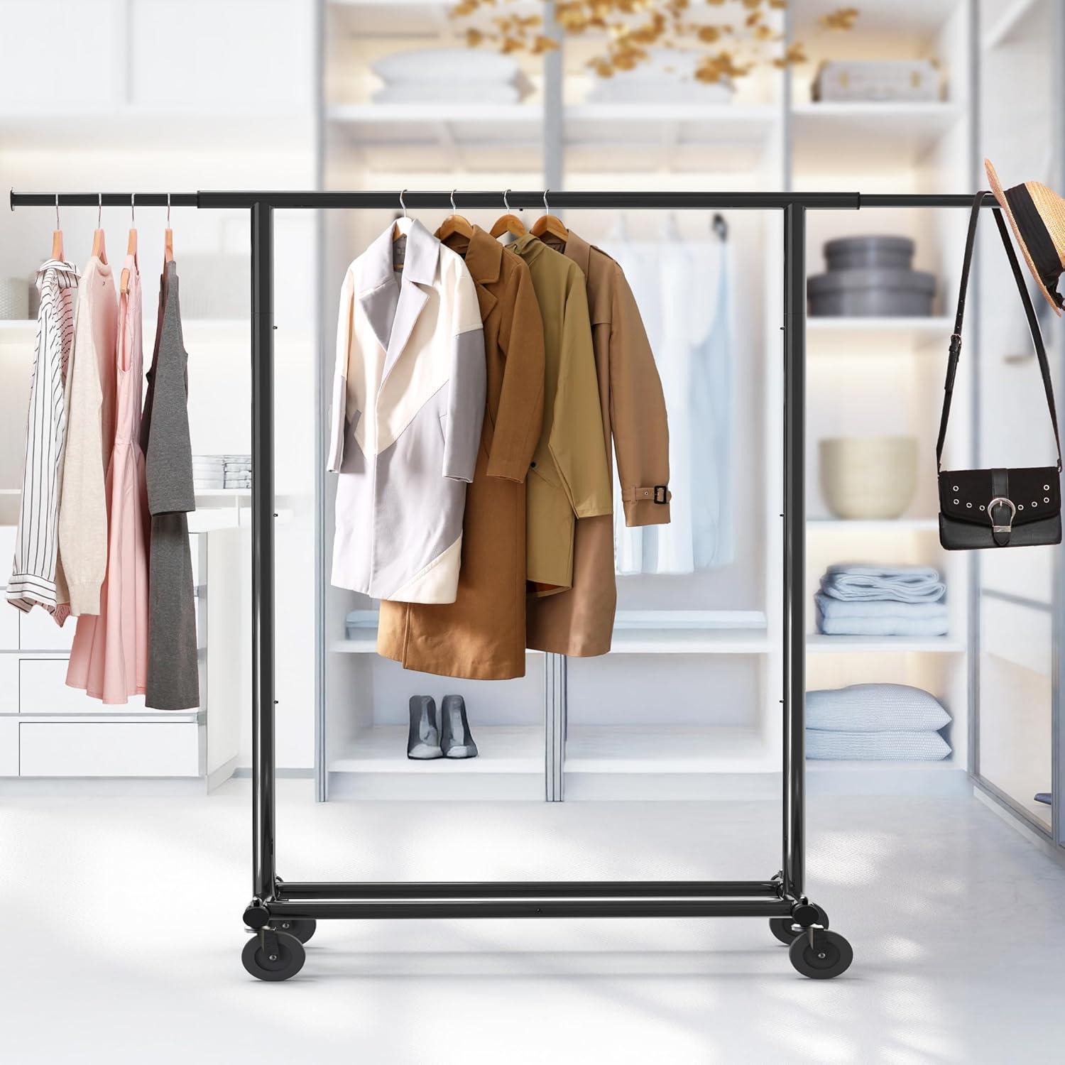 Chrome Rectangular Portable Clothing Garment Rack