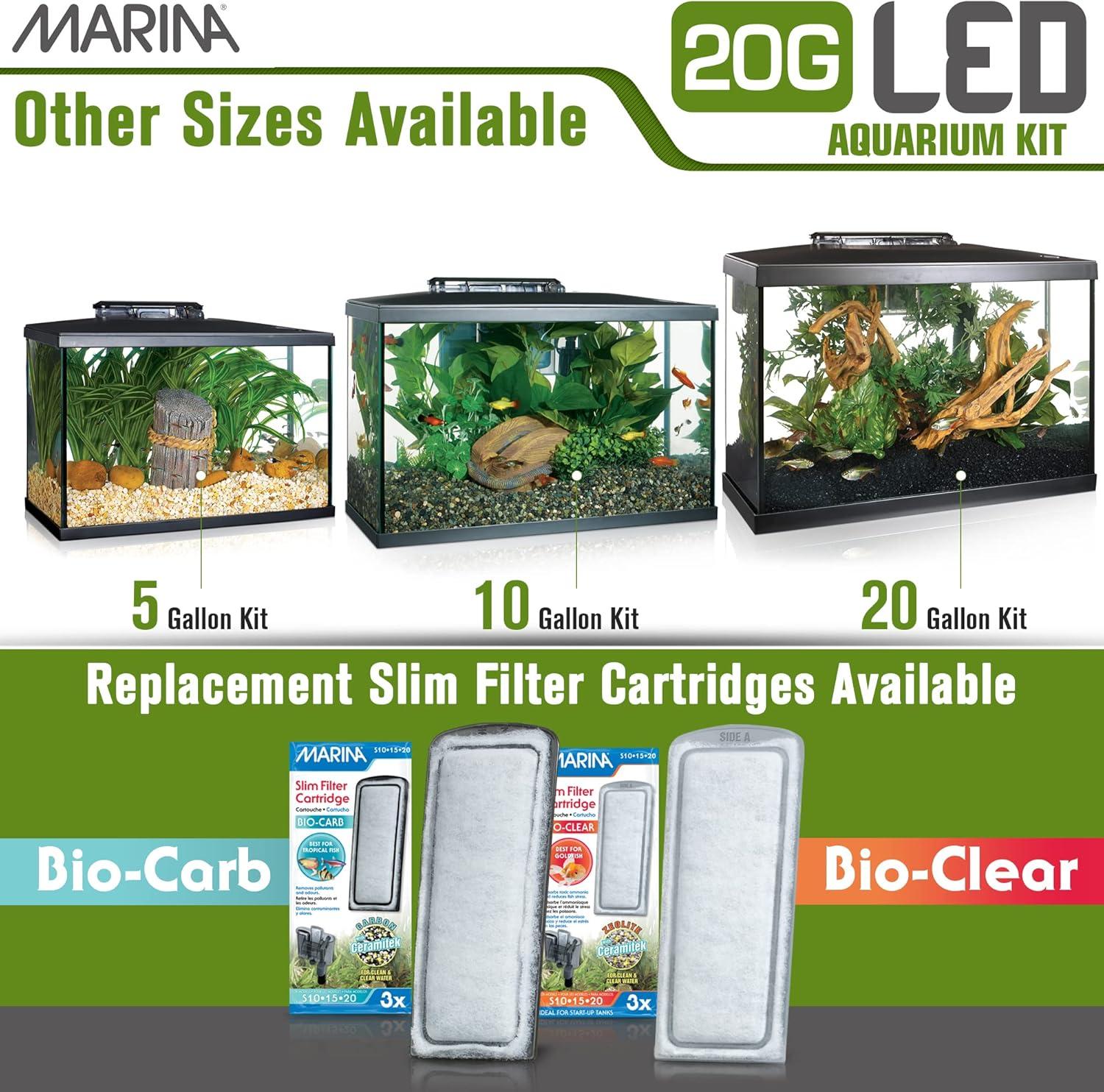 Marina Aquarium LED Fish Tank Kit 20 Gallons, Made of Glass