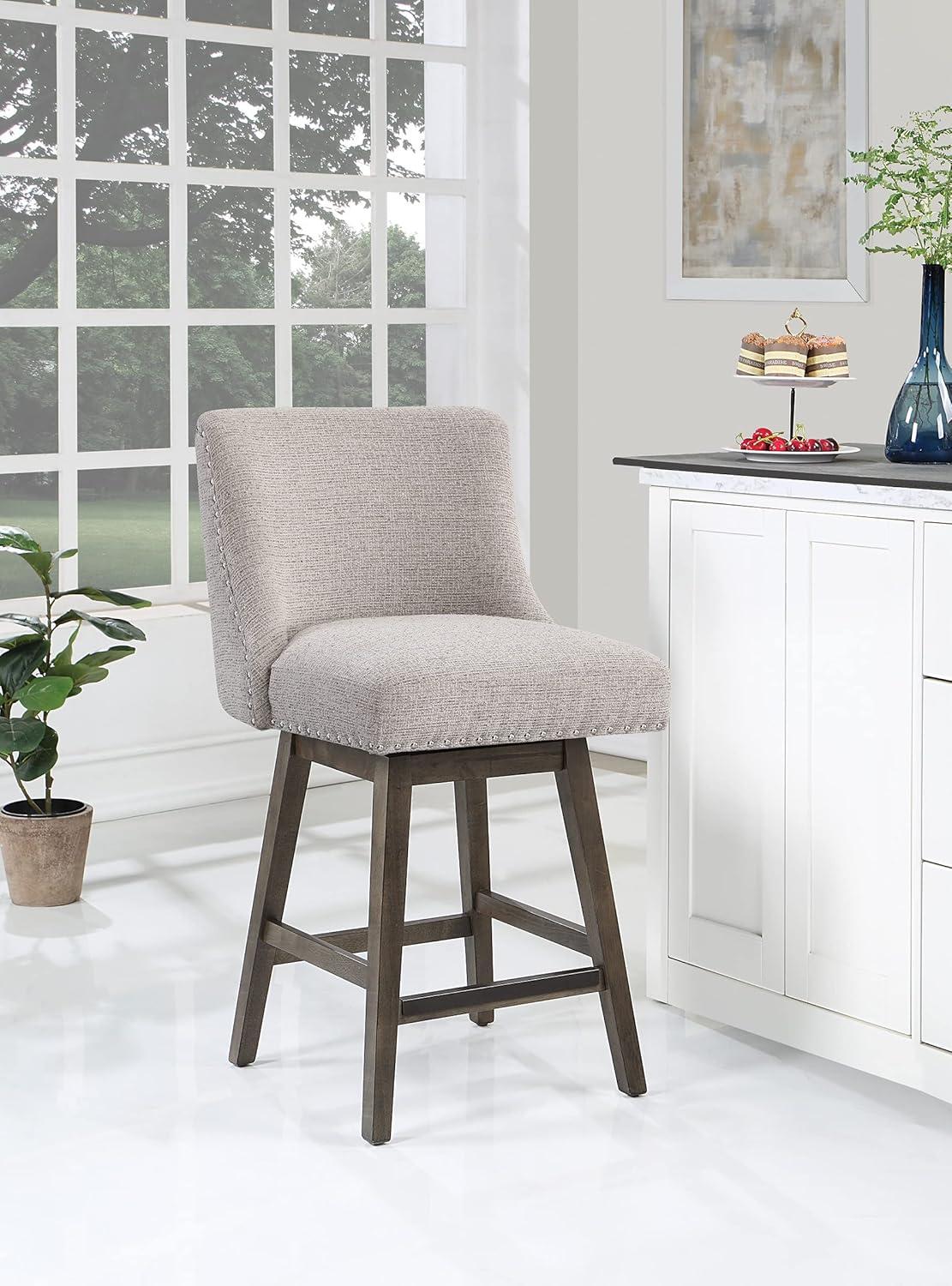 Granville Swivel Upholstered Counter Stool with Solid Wood Frame