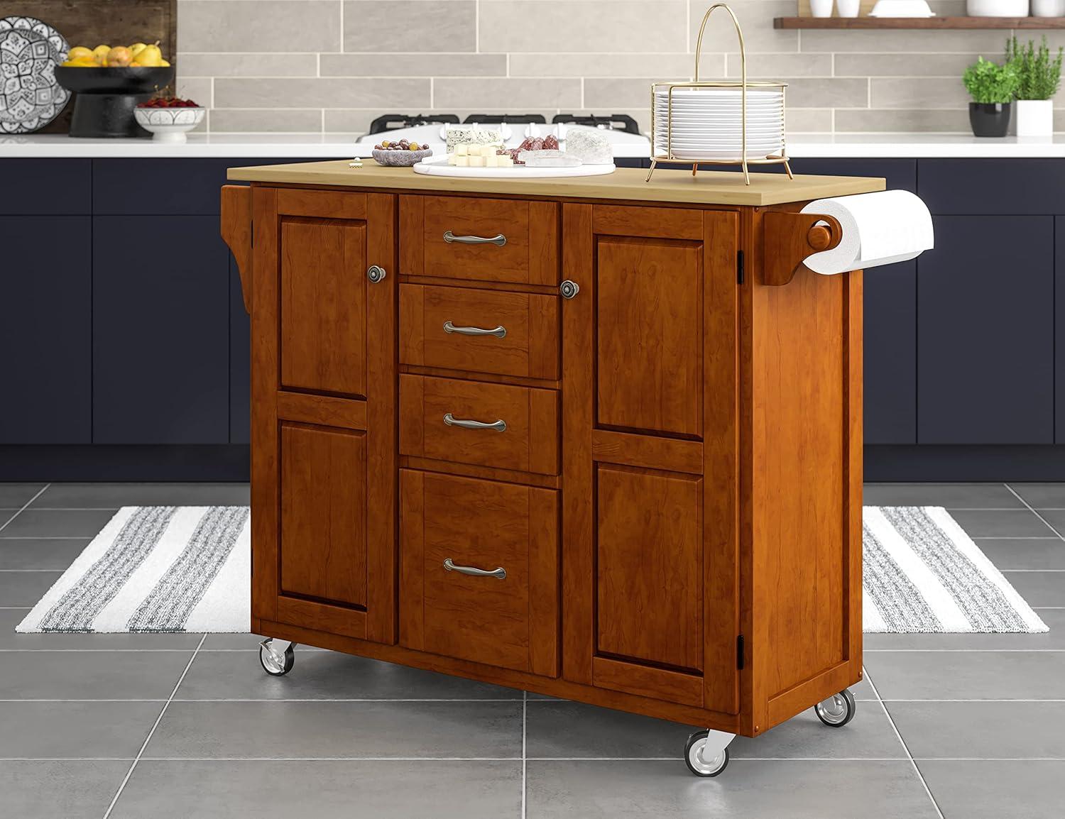 Create-a-Cart Cherry Kitchen Cart with Salt and Pepper Granite Top