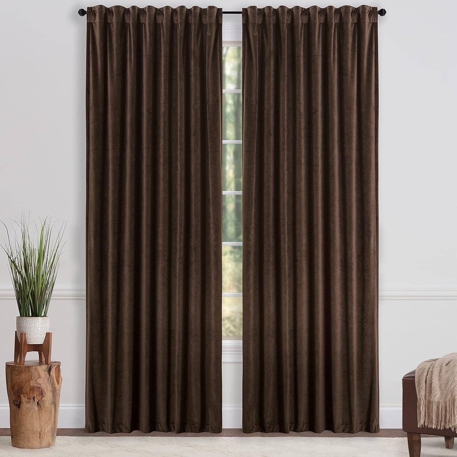 Chanasya 2pk Solid Velvet Room Darkening Window Curtain Panels - Set of 2