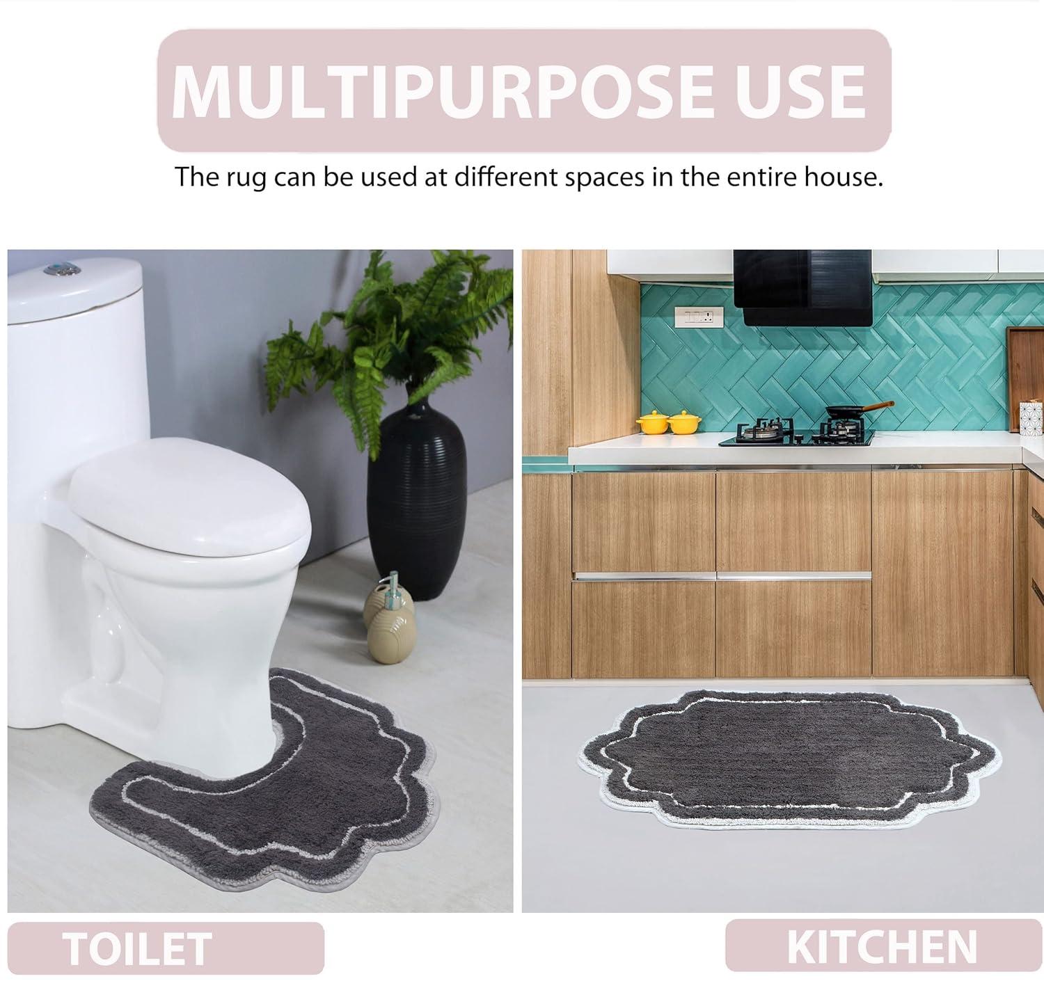 Home Weavers Allure Collection Bathroom Rug 100% Cotton Tufted Round Shape Bathroom Rug, Soft & Absorbent Bath Rugs, Non-Slip Bath Carpet, Machine Wash Dry Bath Mats - 30" Round, Dark Gray