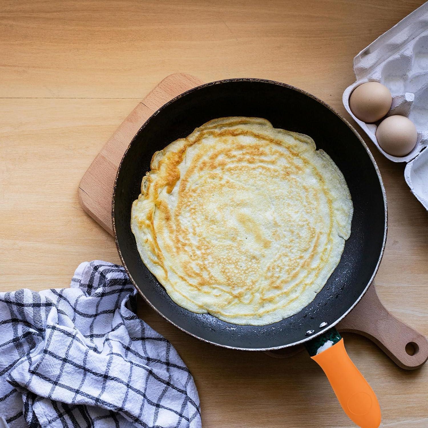Silicone Hot Handle Holders, Cast Iron Skillet Handle Covers Silicone Pan Handle Sleeve, Orange