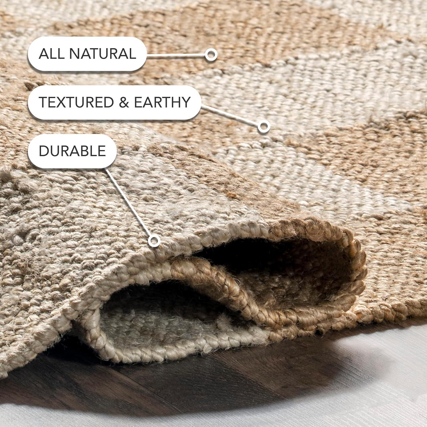 Nuloom Christana Plaid 8x10 Jute Indoor Area Rug for Dining Room Rug Neutral Rug Living Room Rug, Ivory
