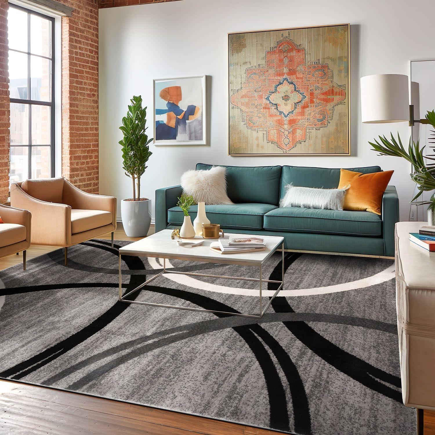 World Rug Gallery Contemporary Abstract Circles Design Area Rug