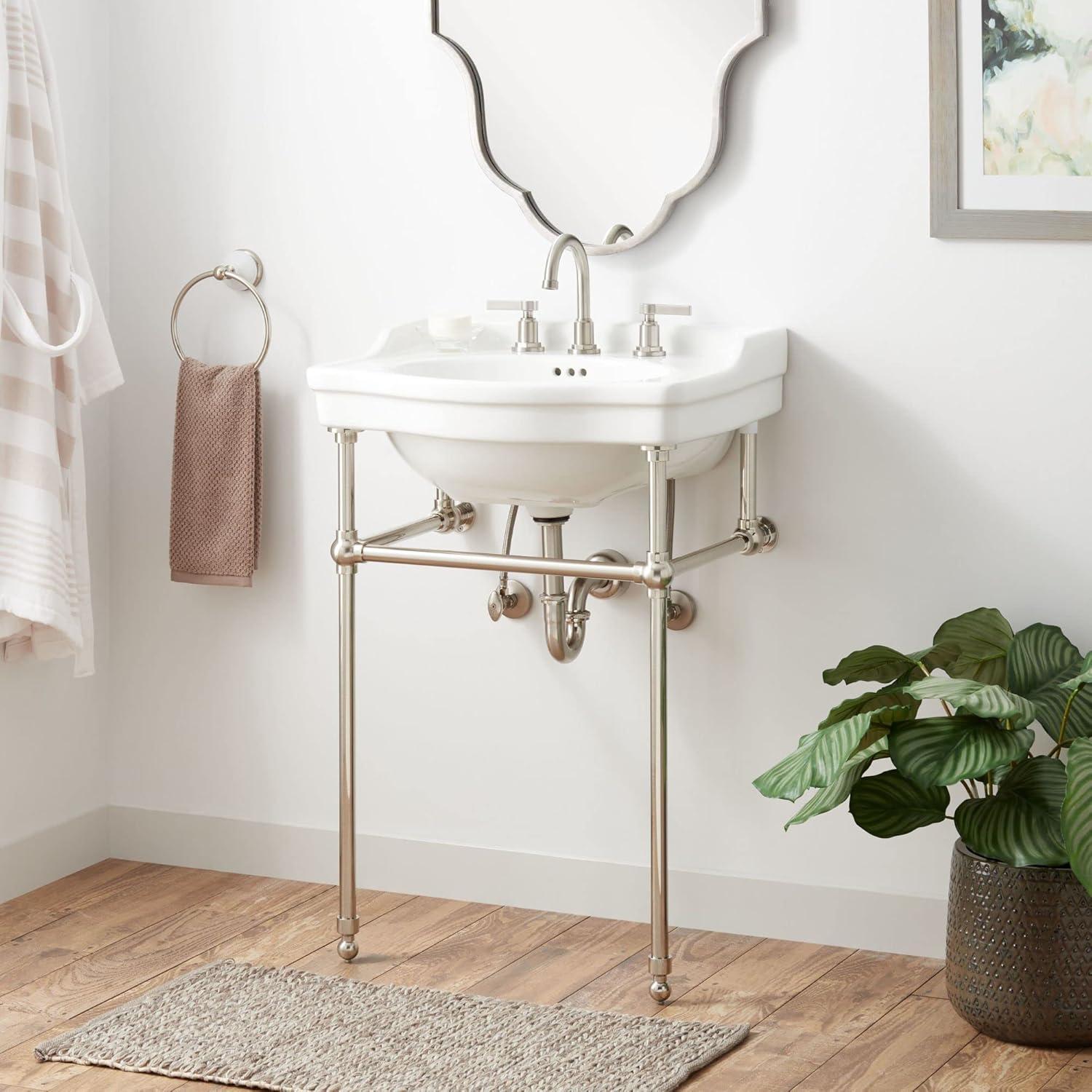 24" Cierra 31" Tall Porcelain Rectangular Console Bathroom Sink with Overflow