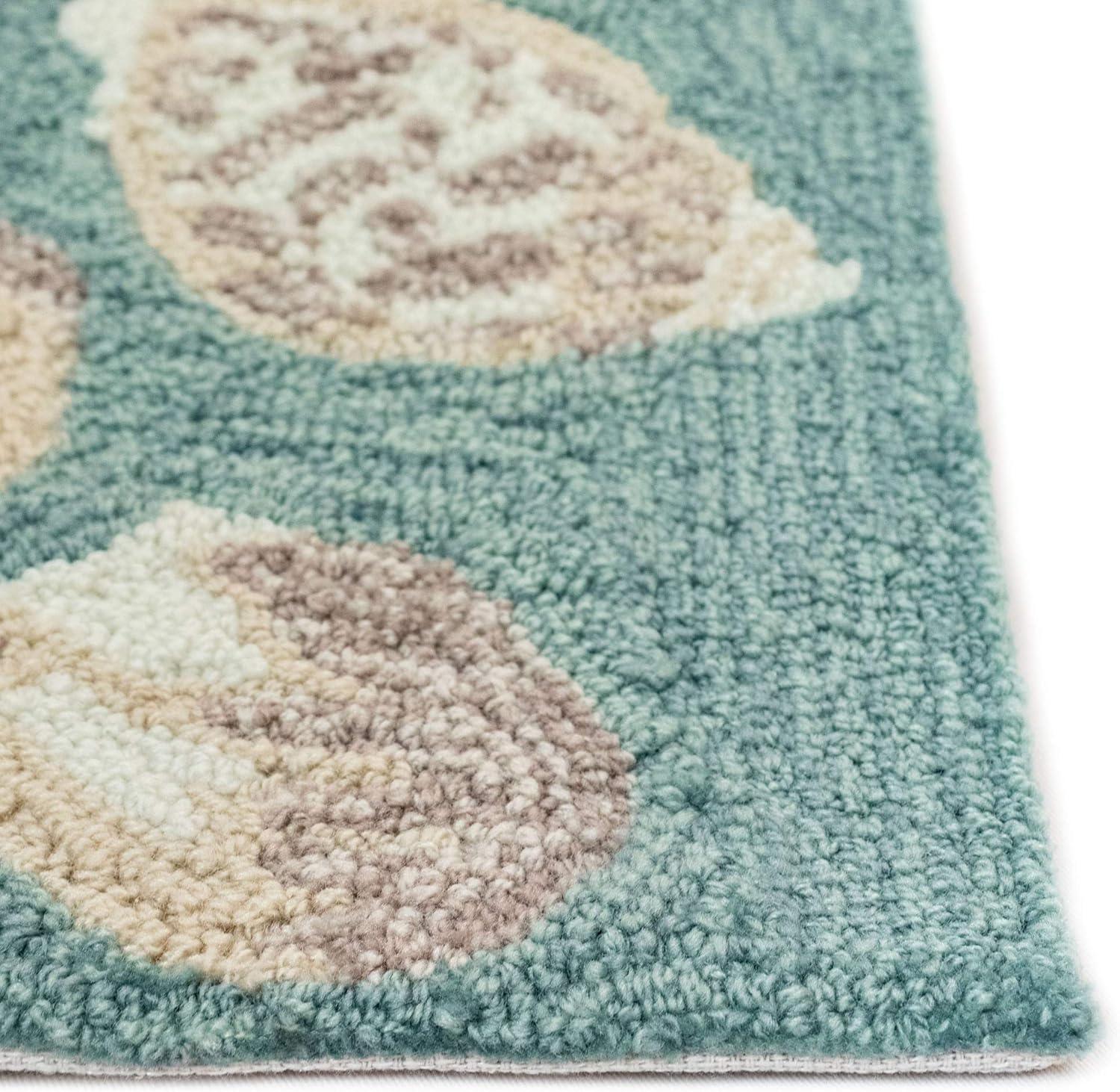 Liora Manne Capri Seashell Border Indoor Outdoor Area Rug Aqua