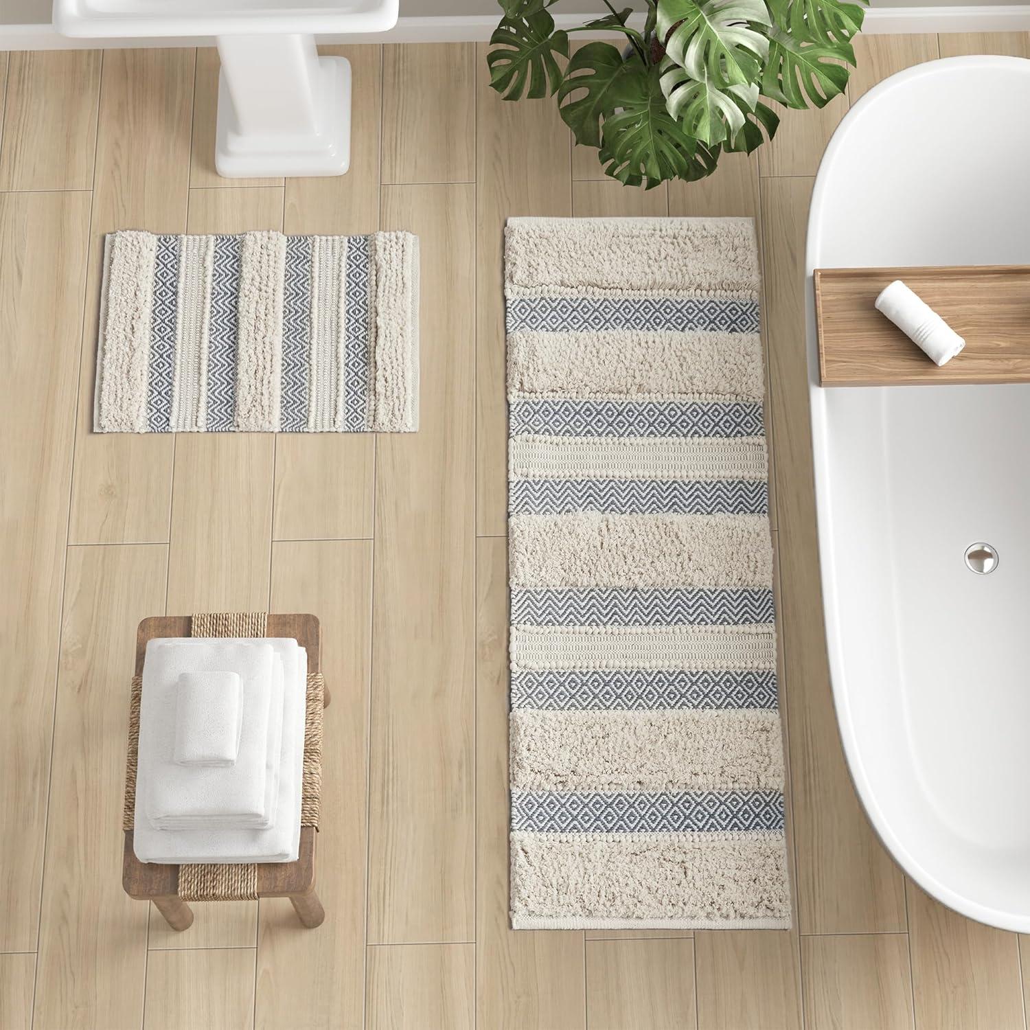 INK+IVY Asher Cotton Blend Bath Rug with Non-Slip Backing