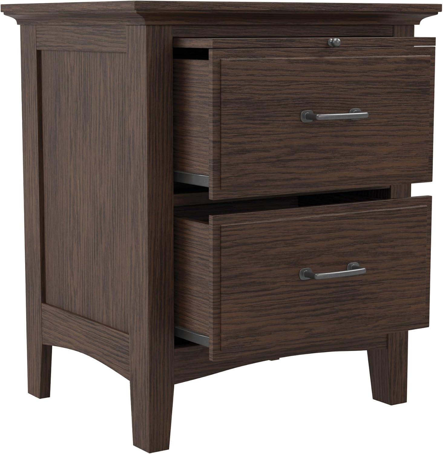 OSP Home Furnishings Modern Mission Queen Bedroom Set with 2 Nightstands and 1 Dresser in Vintage Oak Finish 7/CTN