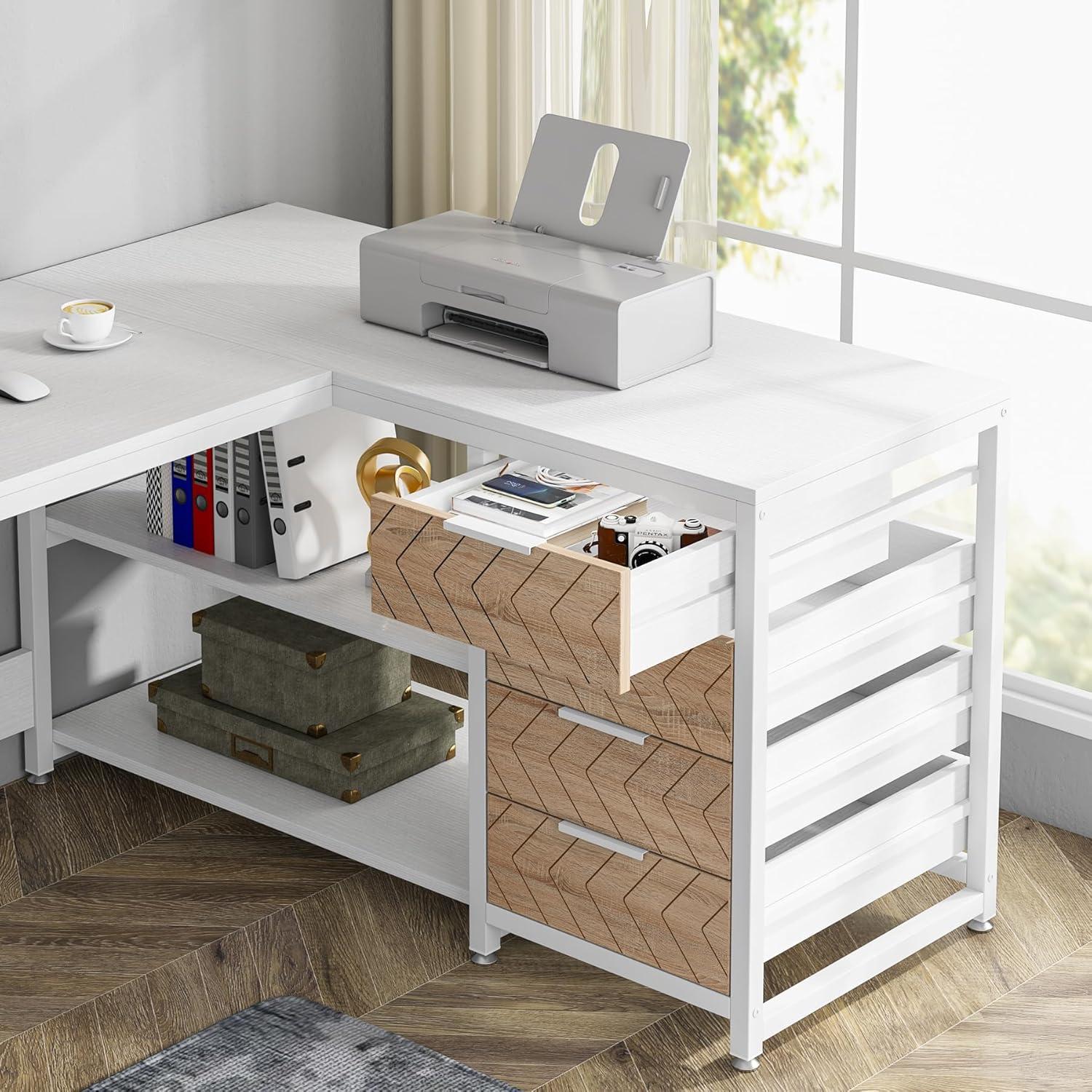 Tribesigns 59" L-Shaped Computer Desk, Reversible Corner Office Desk for Home Office, White