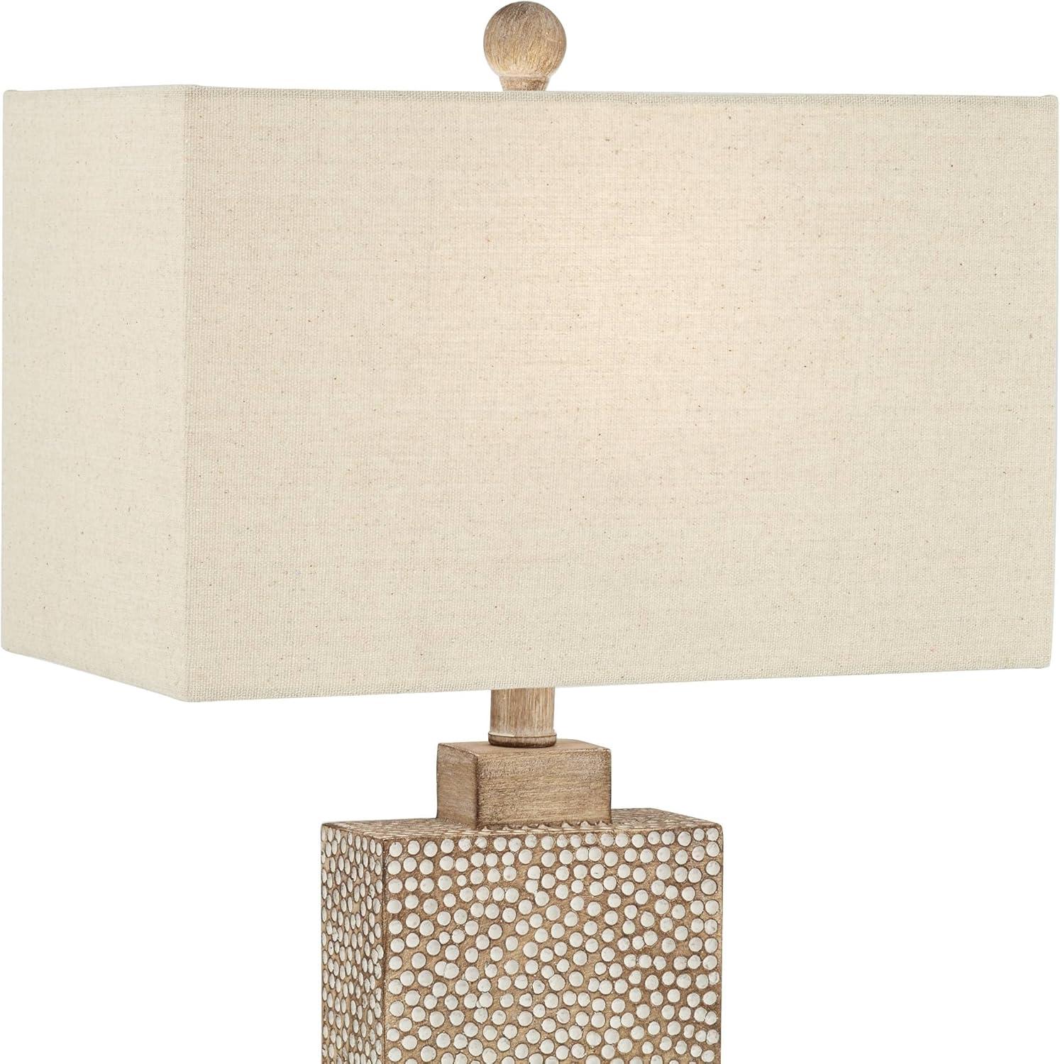 360 Lighting Caldwell Rustic Farmhouse Table Lamps 26 3/4" High Set of 2 Earth Tone Hammered Oatmeal Fabric Rectangular Shade for Bedroom Living Room