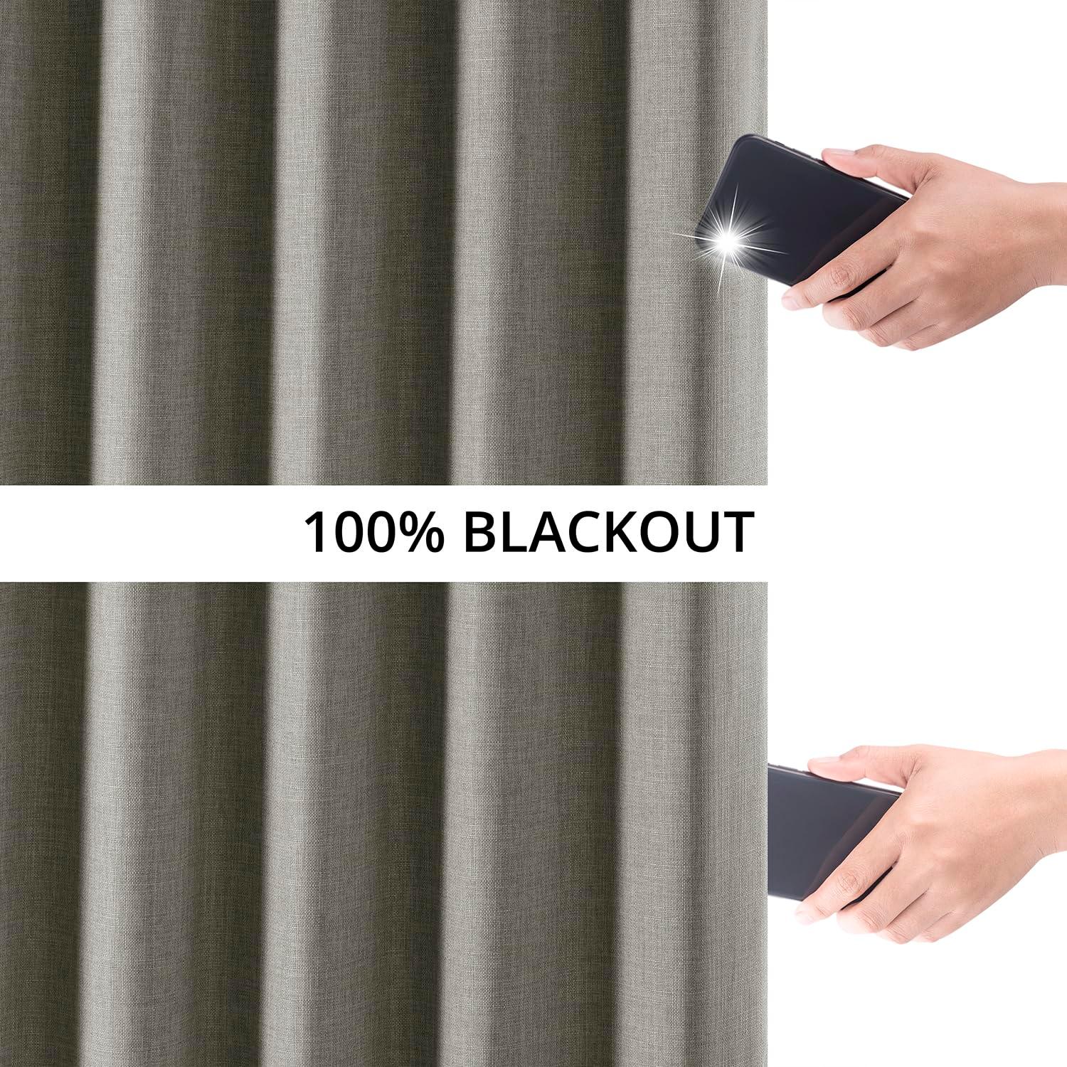 Signature Destination Slate Faux Linen Blackout Curtain (1 Panel), Destination Slate, 50W X 84L