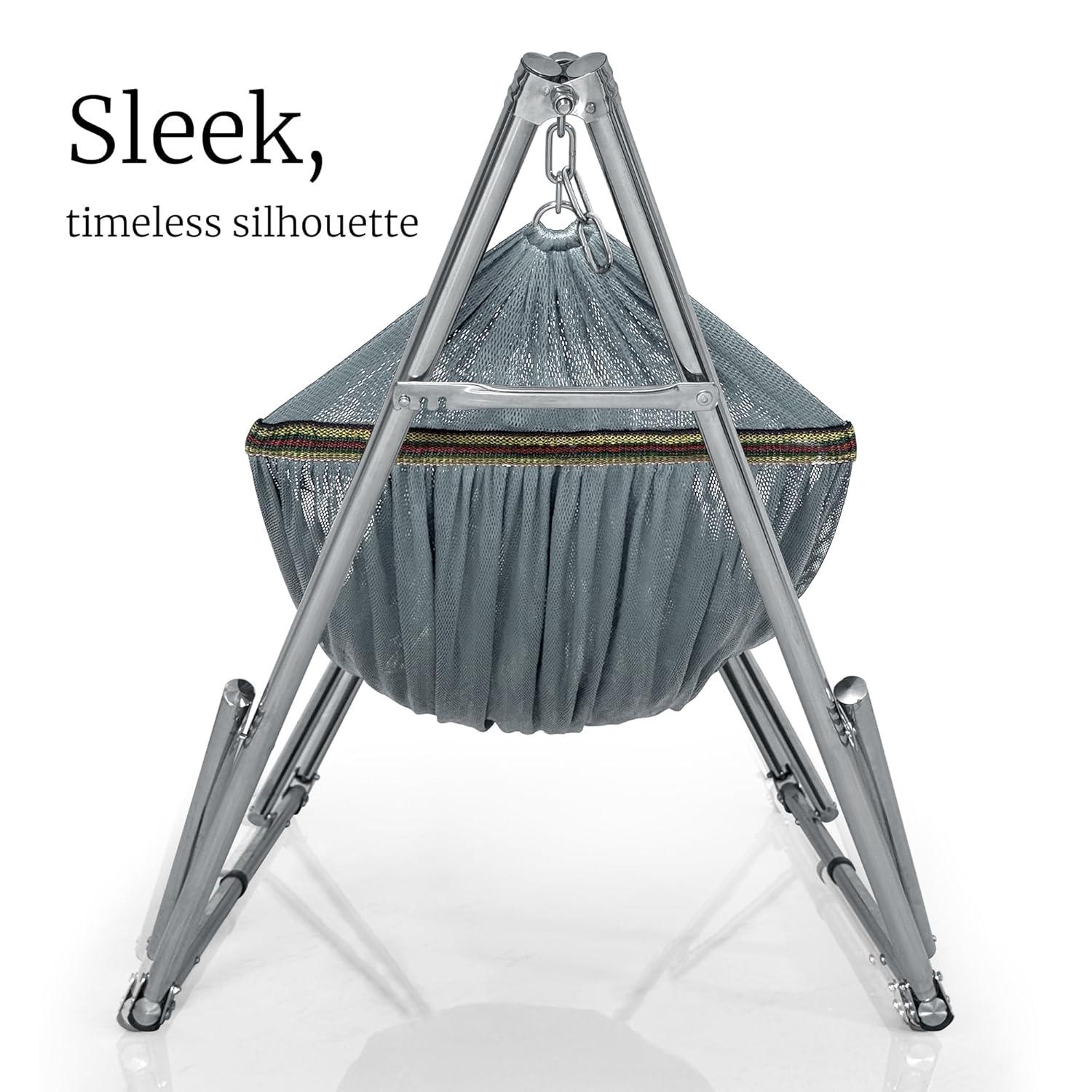 Tranquillo Adjustable Hammock Stand, Collapsible Camping Hammock and Stand, 650 lbs Capacity Deluxe Double Hammock Stand for 2 Persons, Portable Everywhere Easy Assembly Non-Slip and Noise-Free, Grey