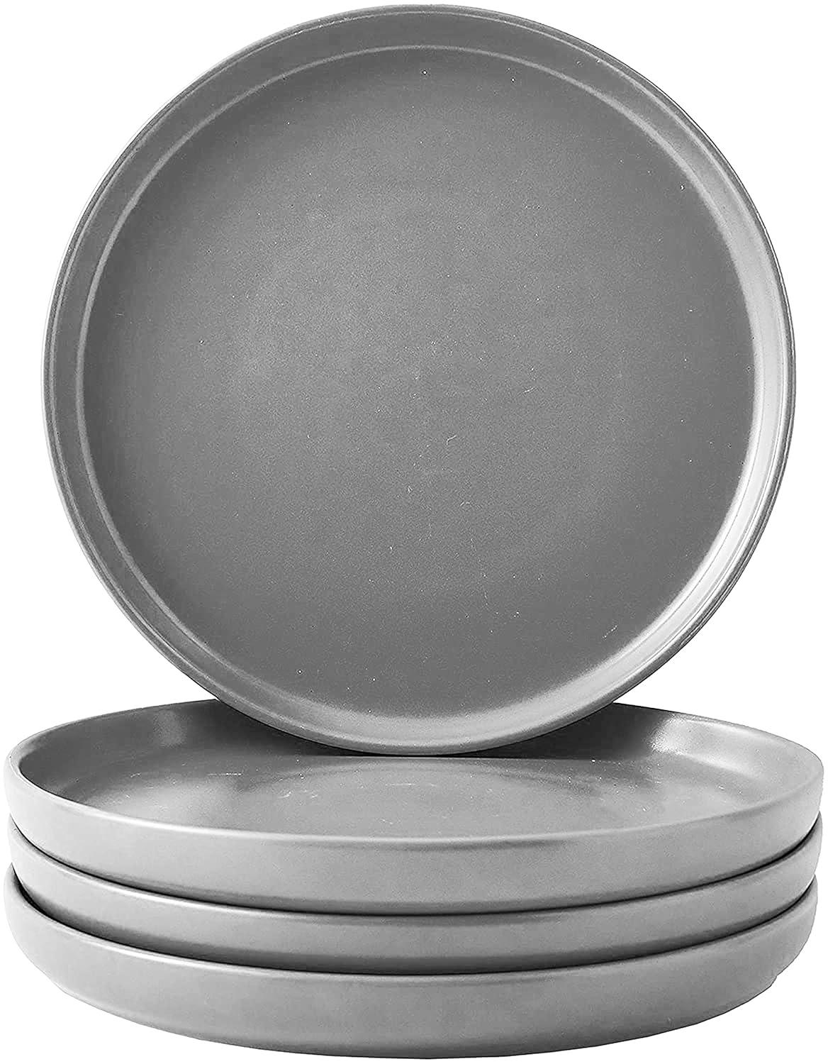 Bruntmor Set of 4 Elegant Matte 11" Round Ceramic Dinner Plates, White