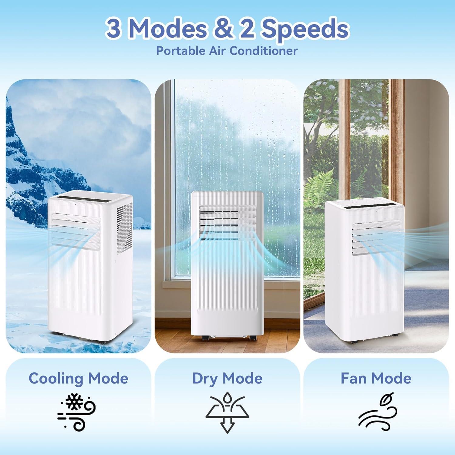 10000 BTU Portable Air Conditioners, 3-In-1 Standing Portable AC Unit With Remote Control, 24 Hour Timer