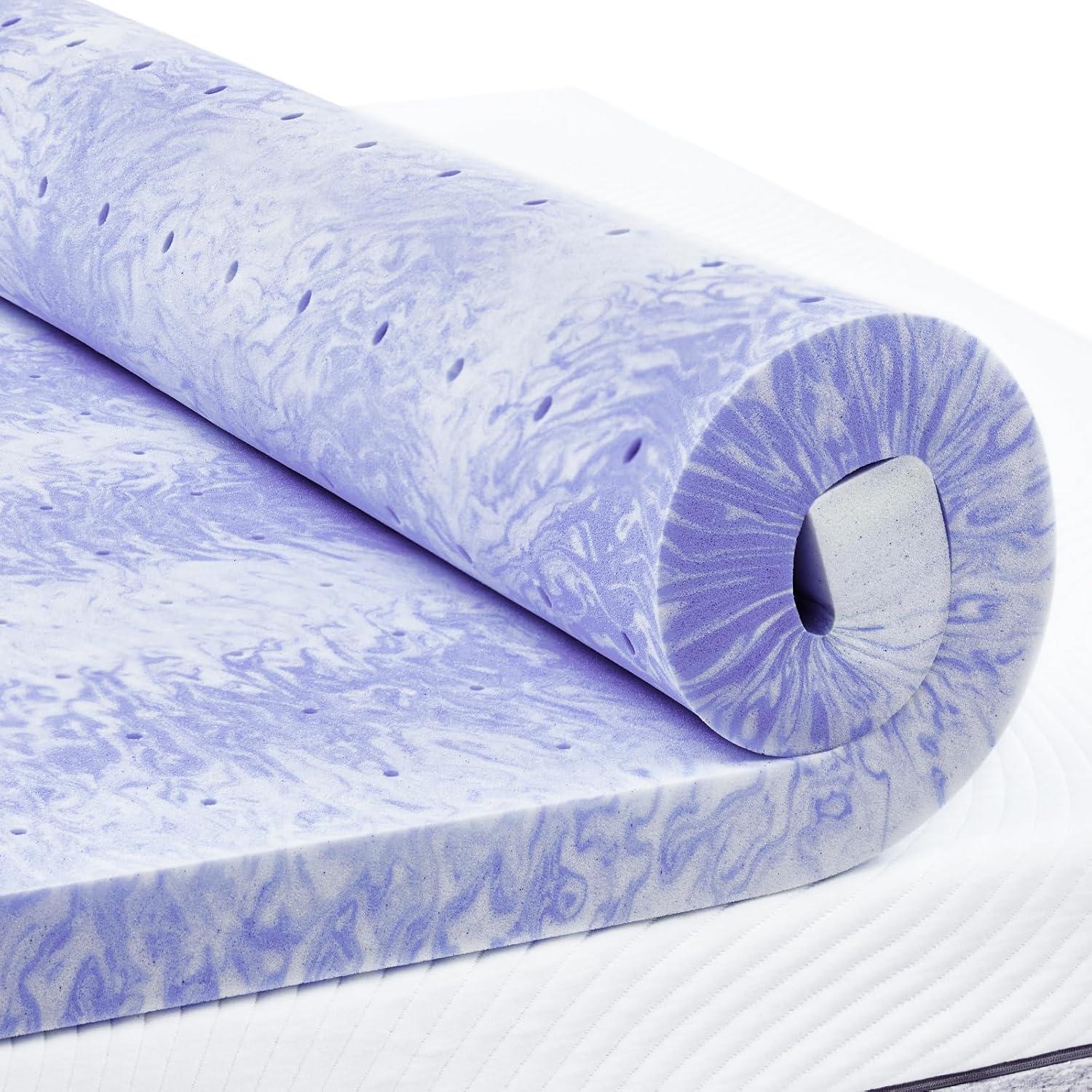 Queen Size Purple Gel Memory Foam Mattress Topper