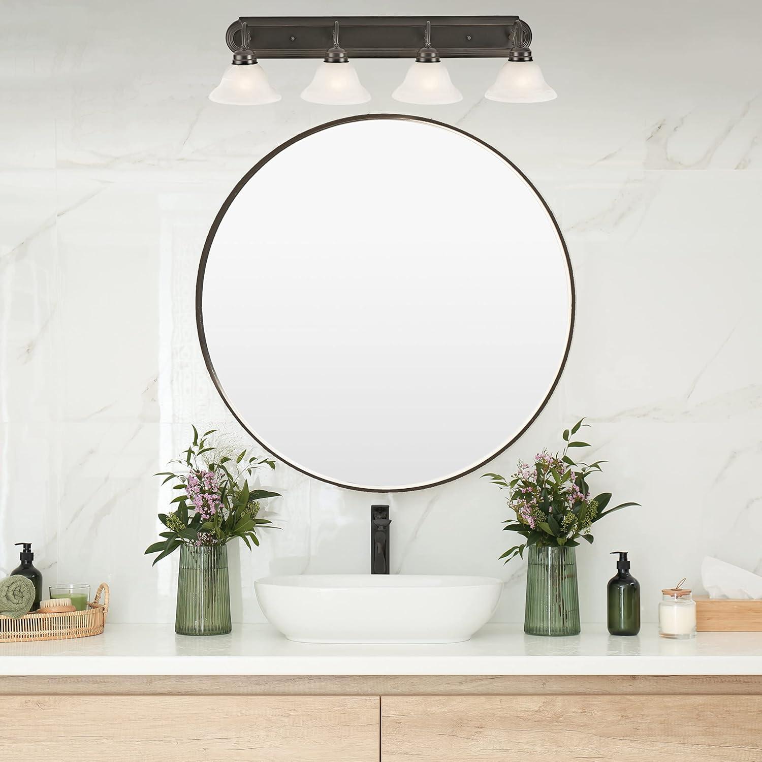 Design House Millbridge 4-Light Dimmable Vanity Light with Frosted Glass, Bronze