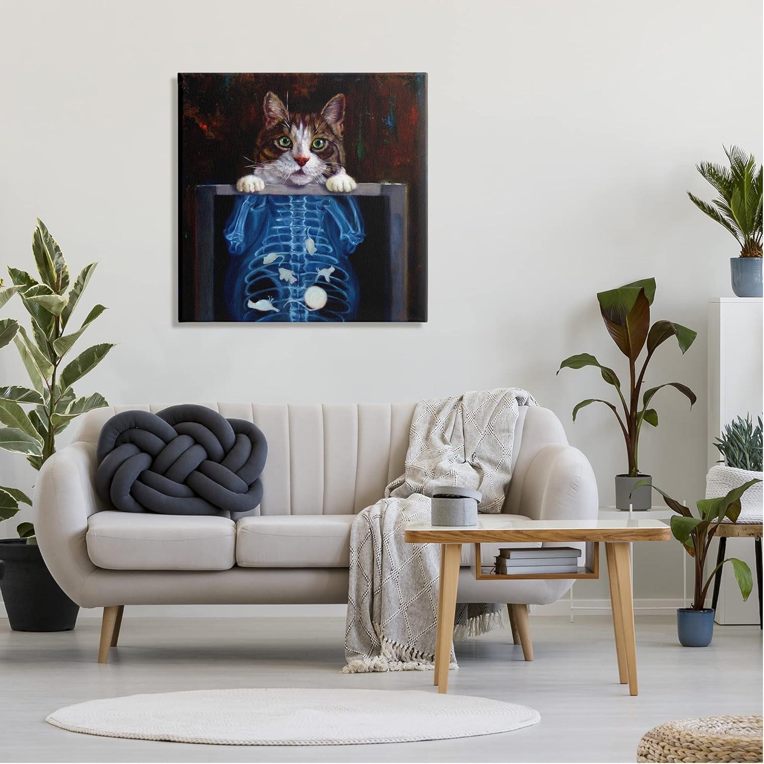 Funny Cat X-Ray Mice Canvas Wall Art, 30 x 30 Inches