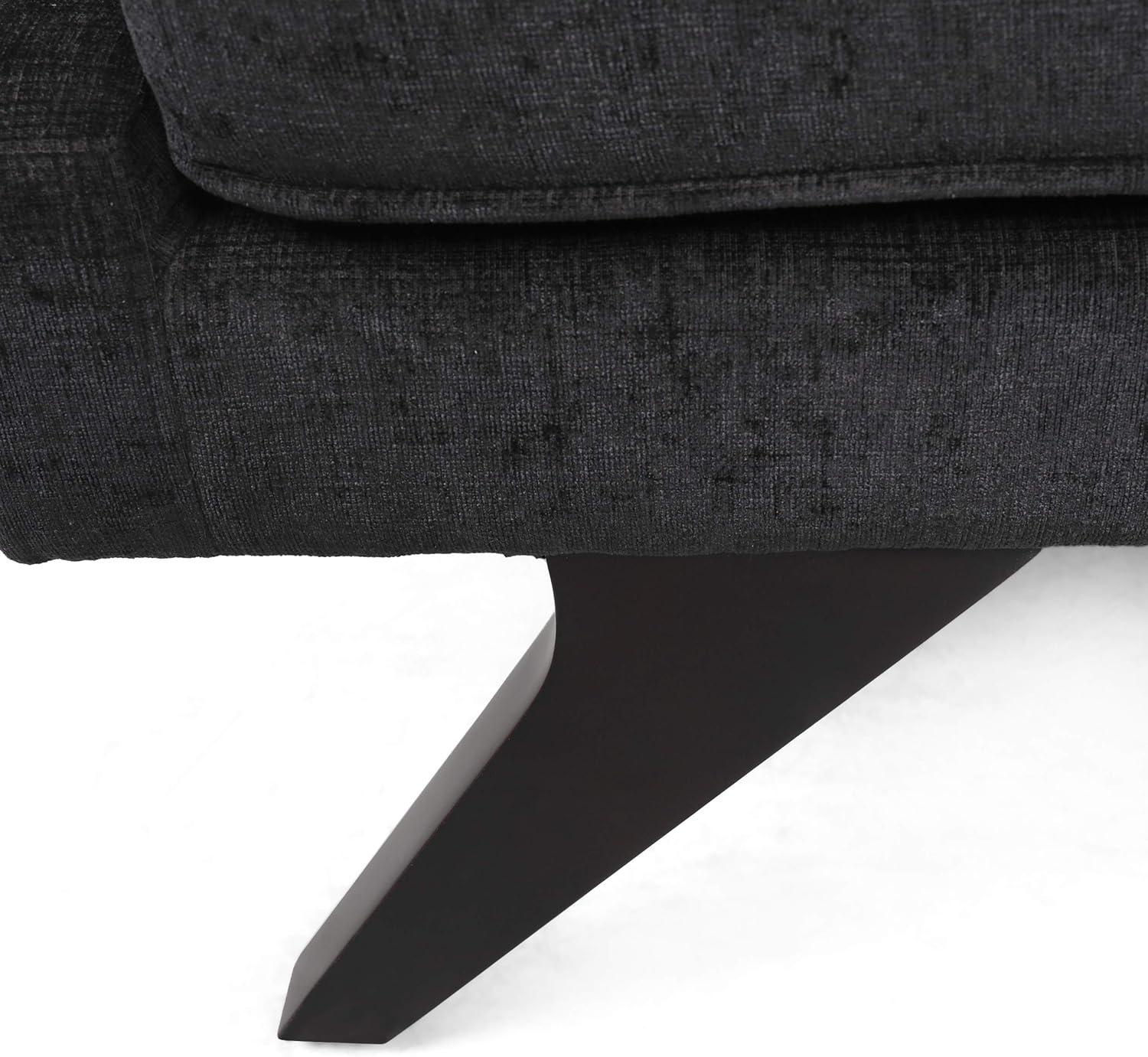 Cagle Mid Century Modern Fabric Chaise Lounge Black/Dark Brown - Christopher Knight Home