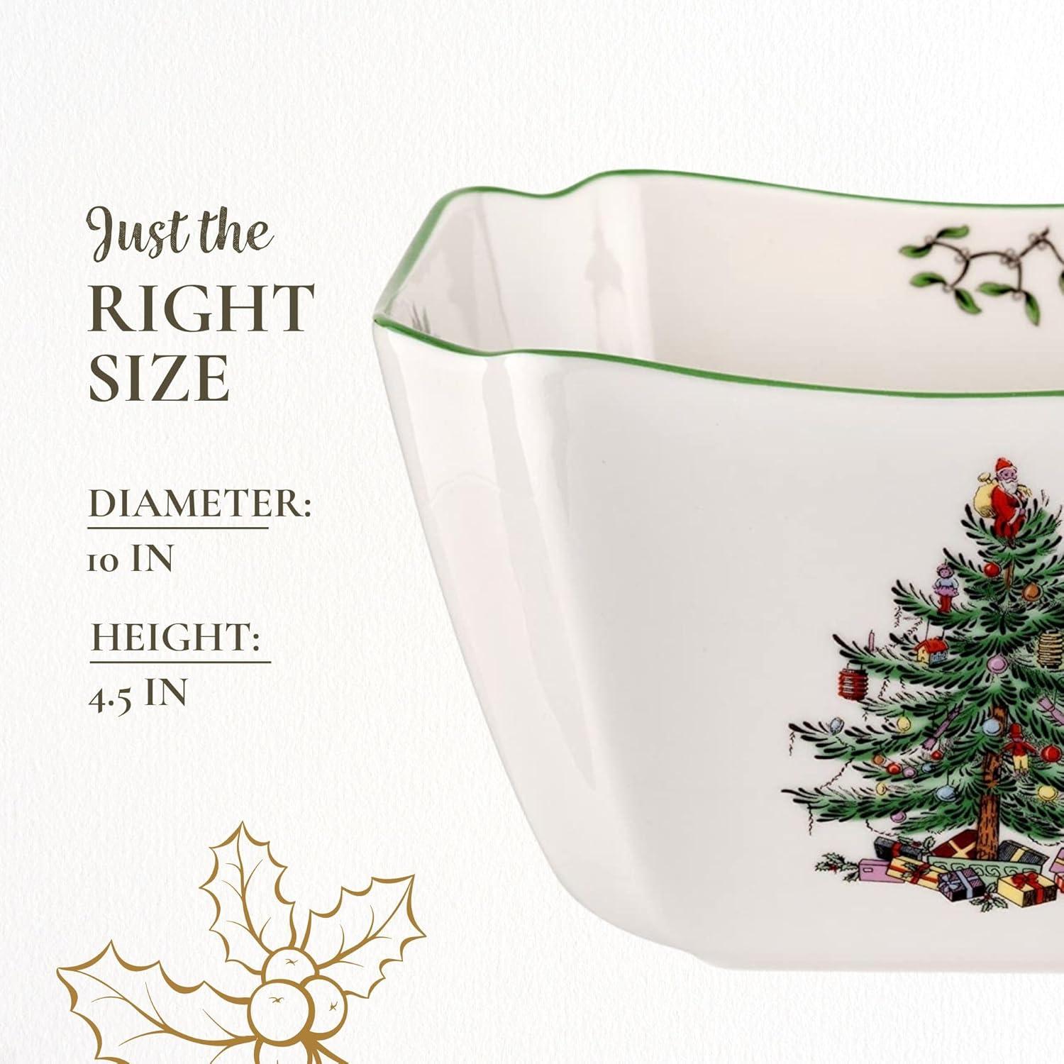Spode Christmas Tree Large Square Serving Bowl - 10 Inch