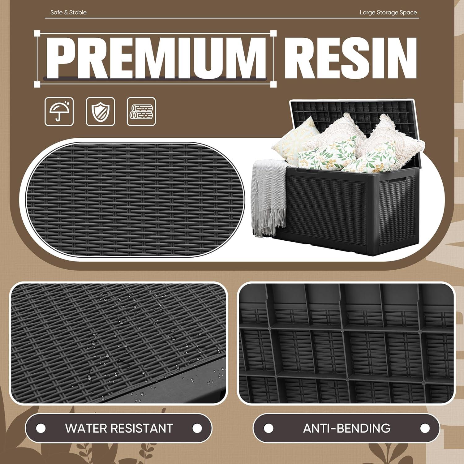 Black Lockable Resin 100 Gallon Outdoor Deck Box