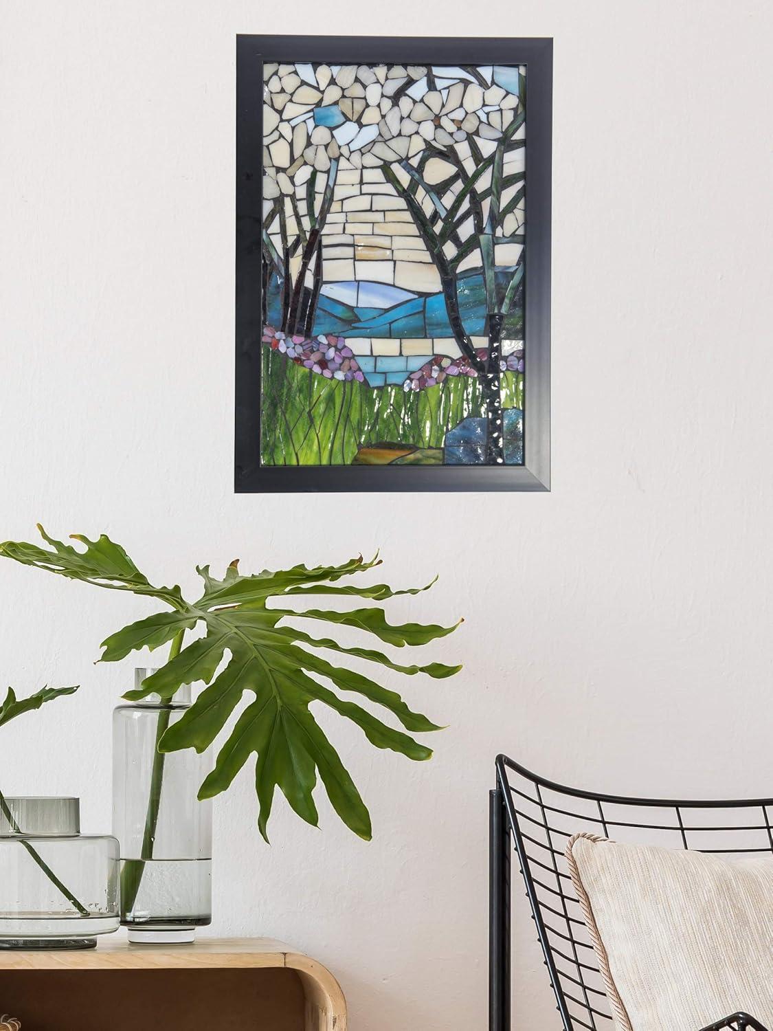 Magnolia Iris Mosaic Art Glass Wall Panel