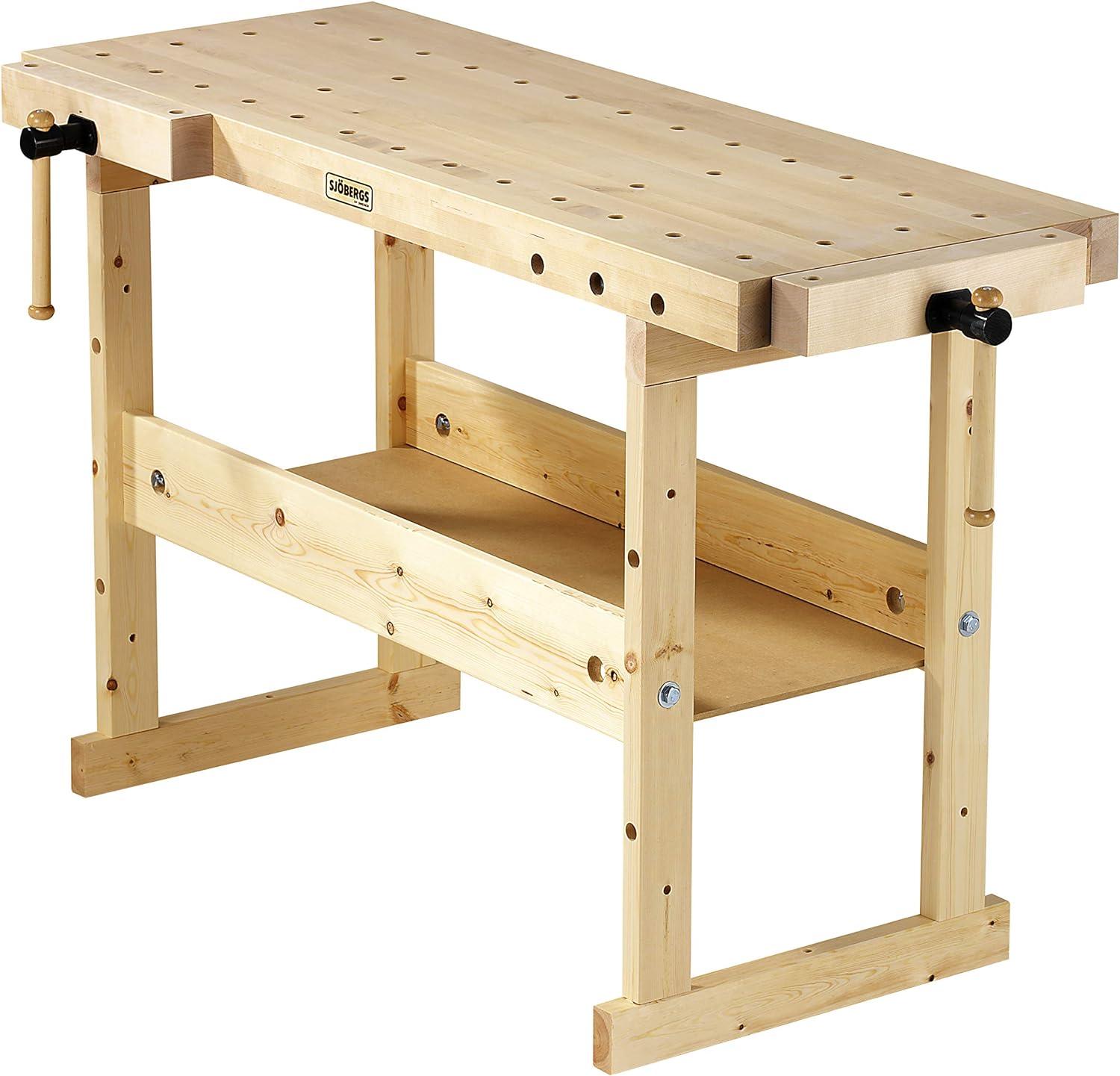 Compact Nordic Birch Workbench with Dual Vises for Hobbyists