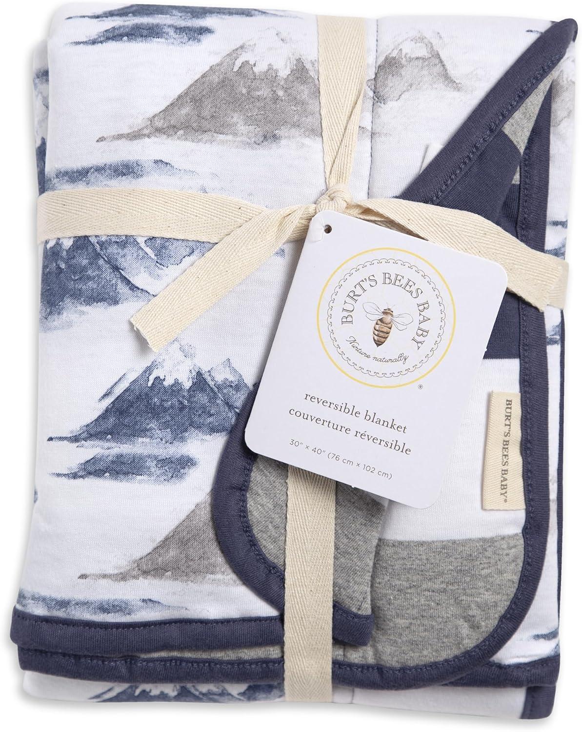 Watercolor Mountains Organic Cotton Reversible Baby Blanket