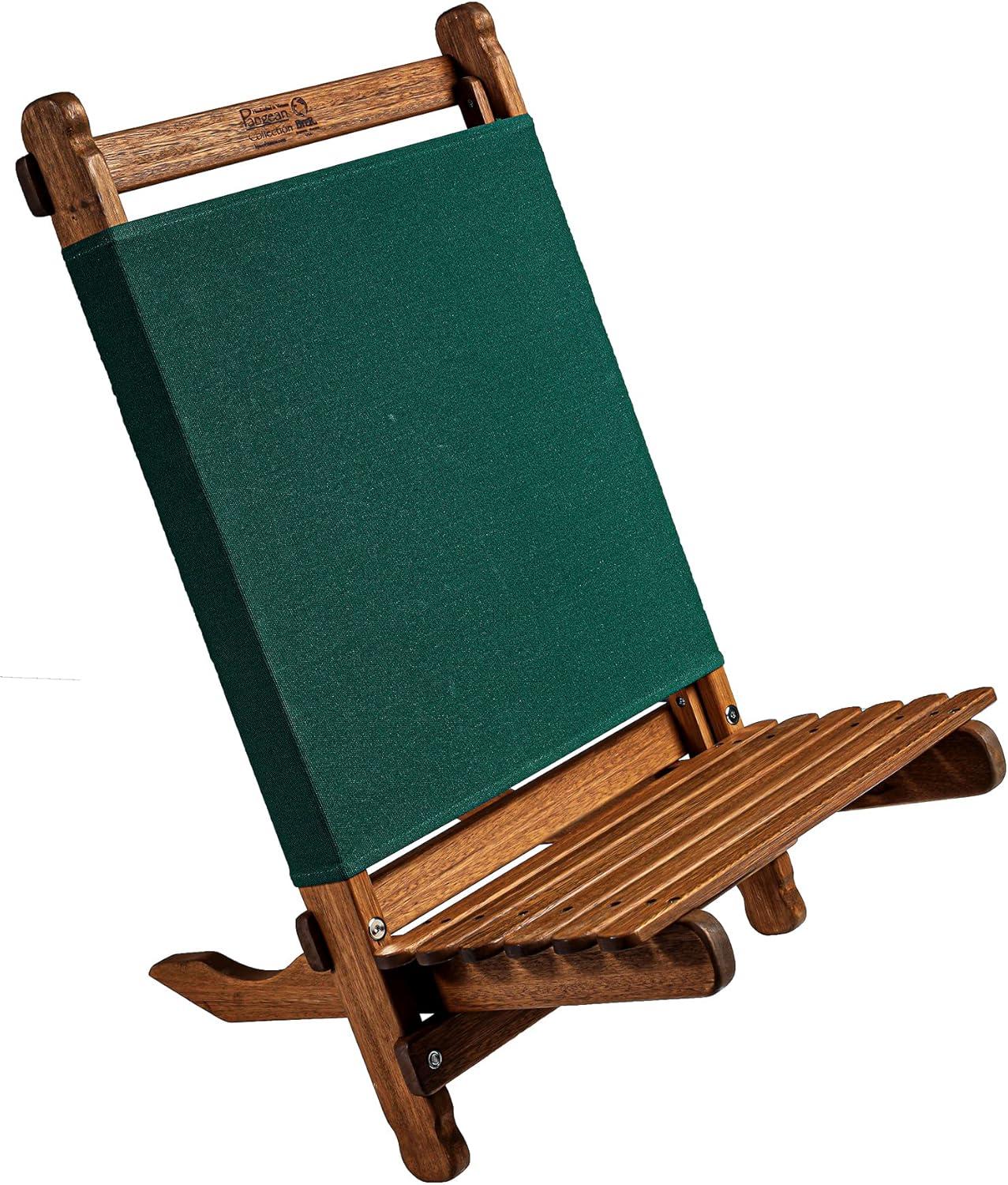 Portable Keruing Wood Lounger with Heavy-Duty Green Polyester