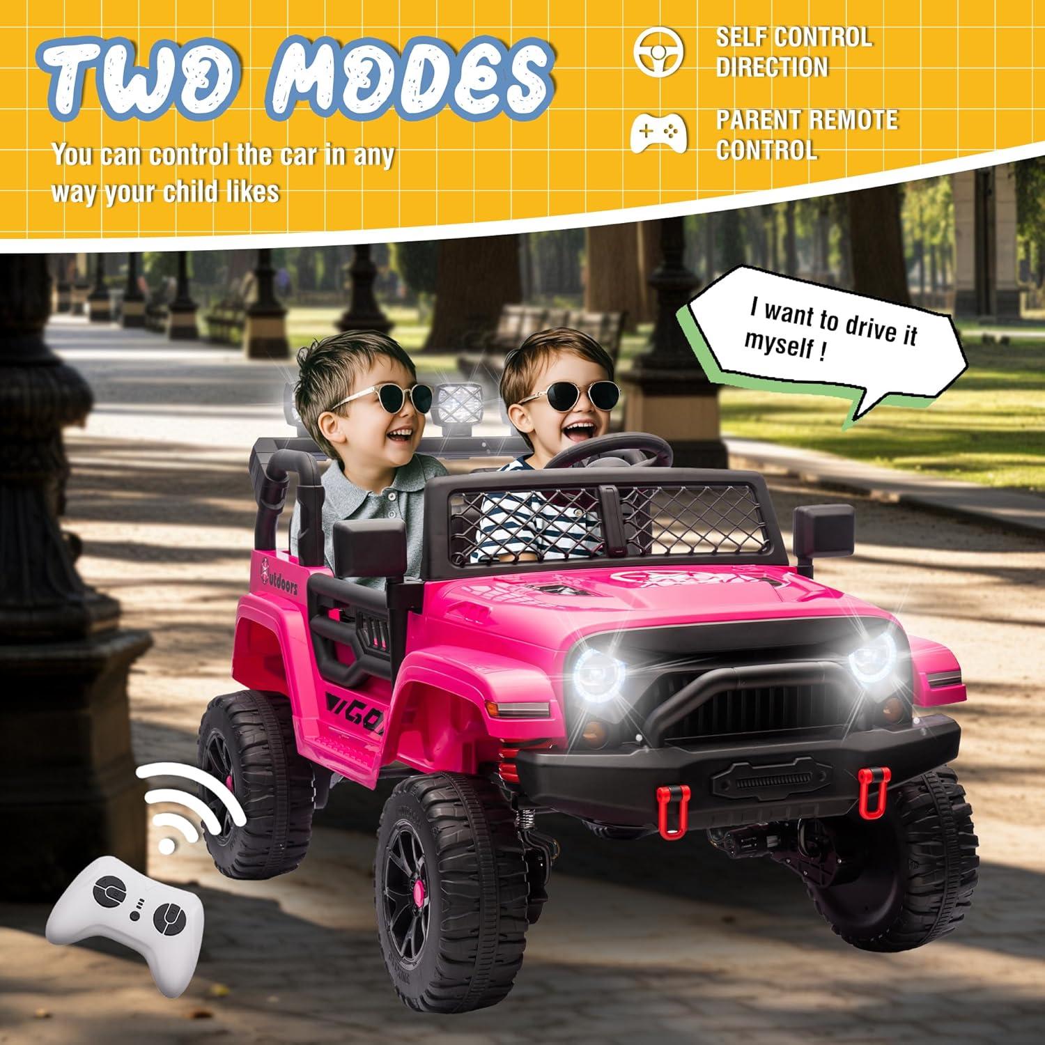 24V Pink 2-Seater Kids Ride-On SUV with Remote Control