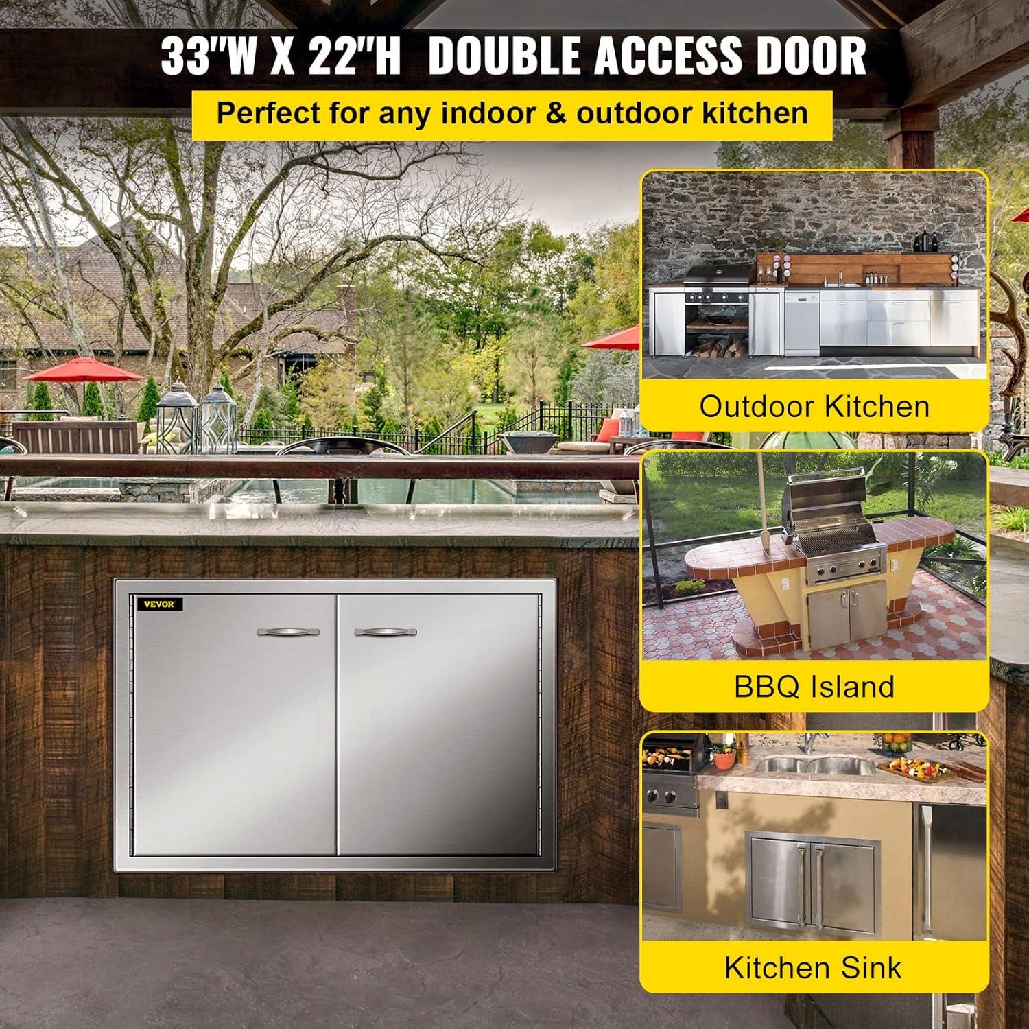 Stainless Steel Double BBQ Access Door for Outdoor Kitchens