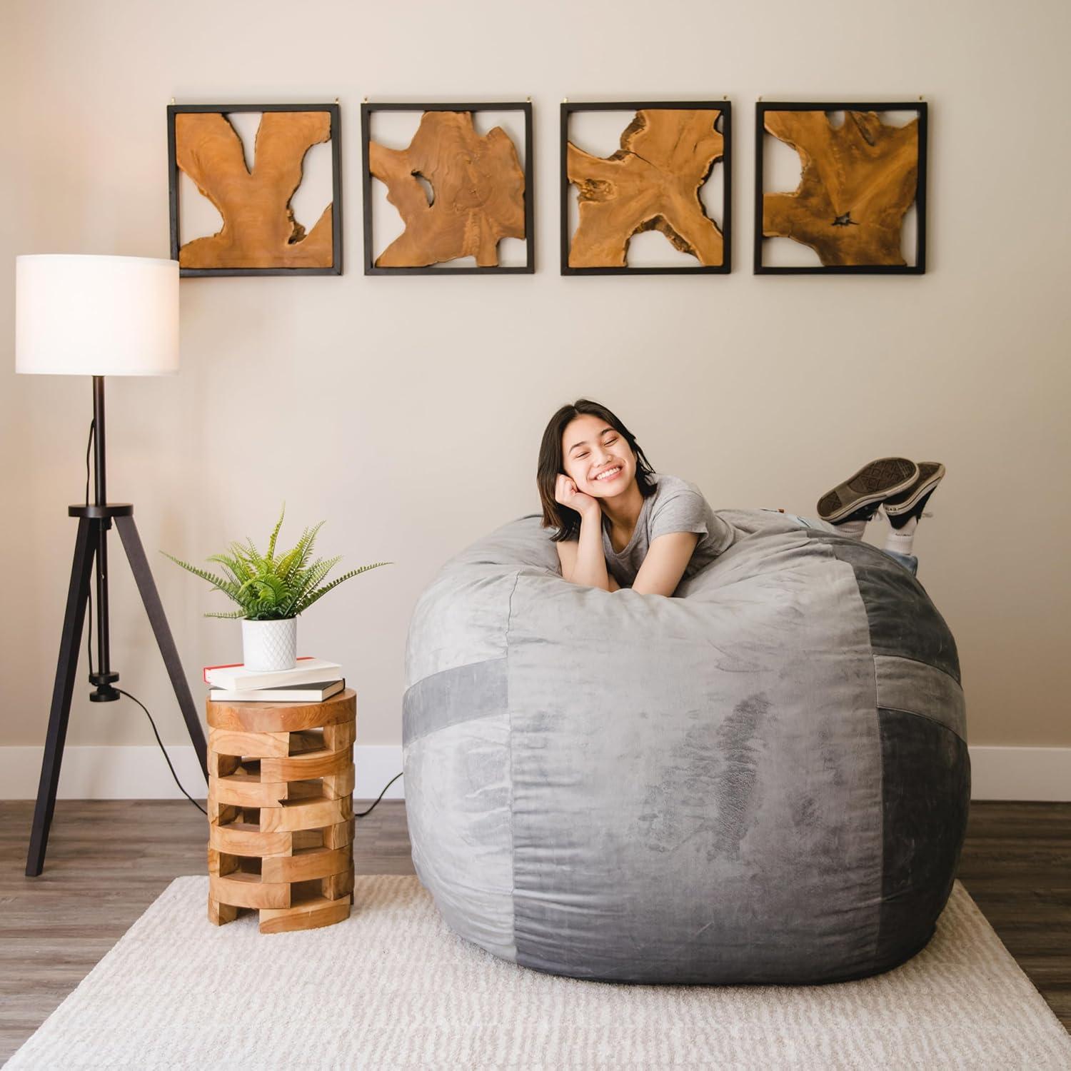 Big Joe Large 4 Foot Foam Filled Bean Bag Chair with Soft Removeable Cover