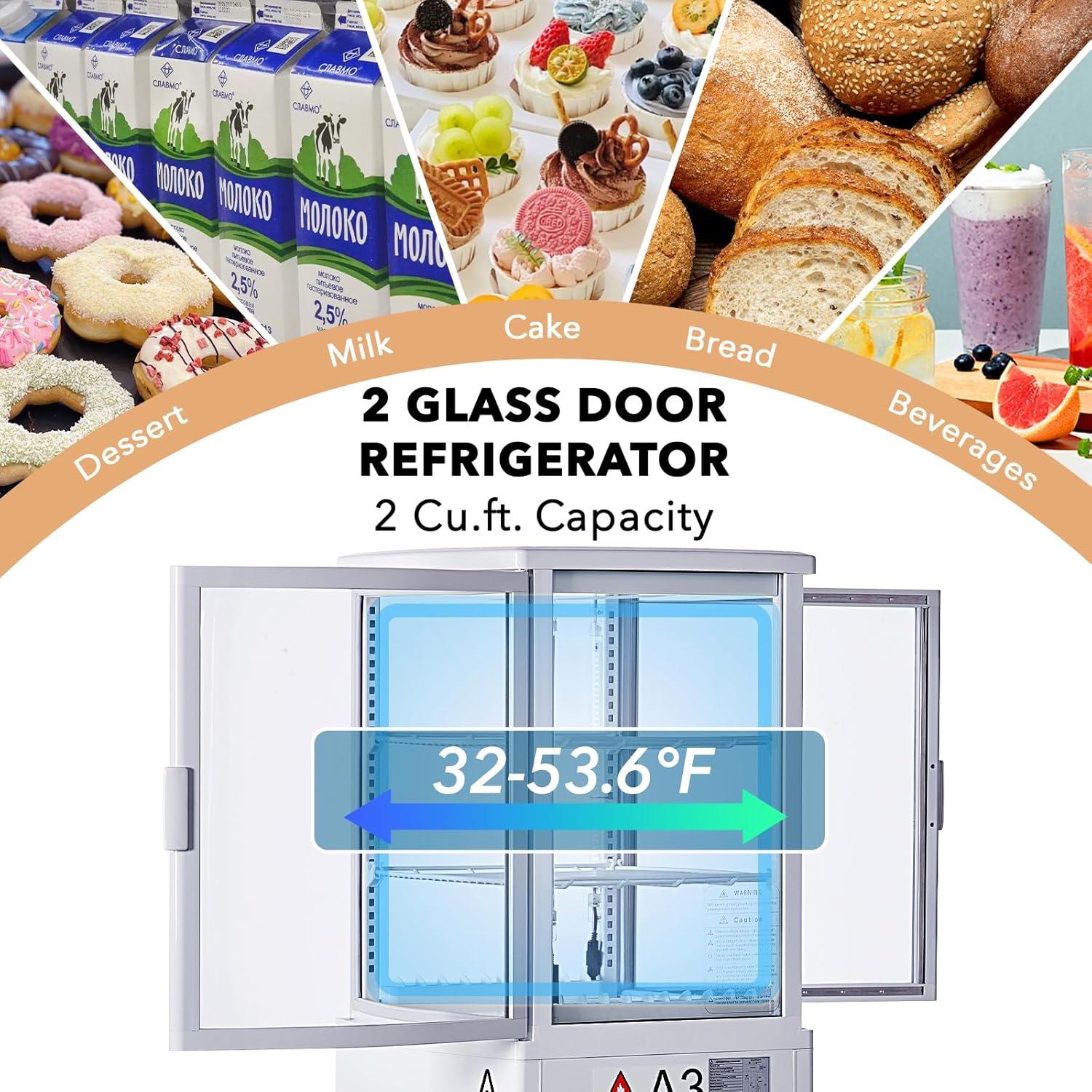 White Double Glass Door Commercial Display Refrigerator