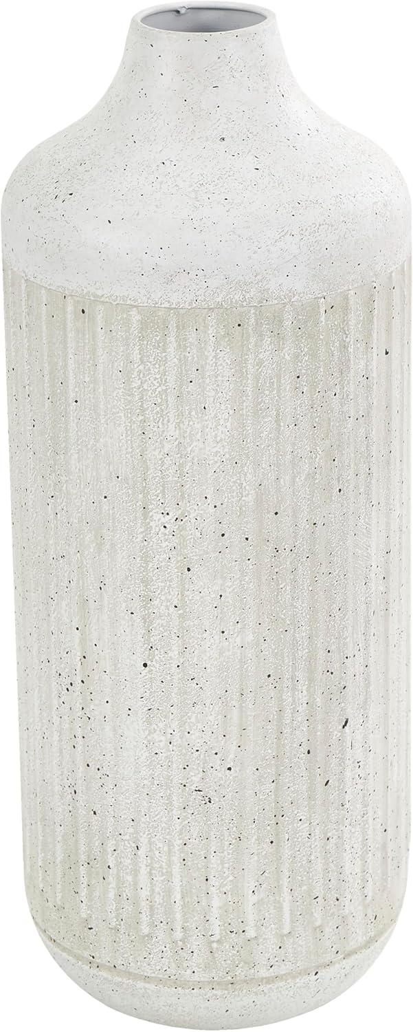 DecMode 13" Textured White Metal Vase