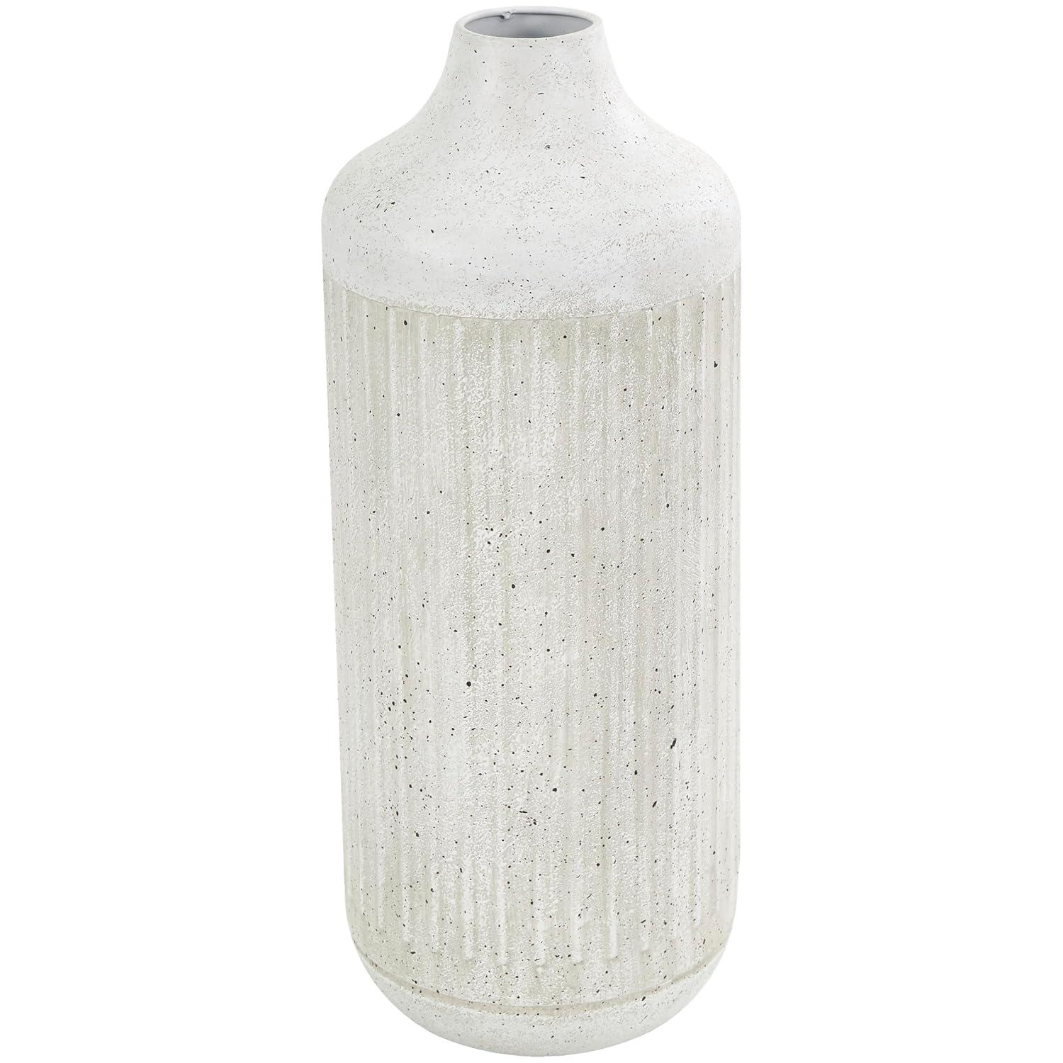 DecMode 13" Textured White Metal Vase