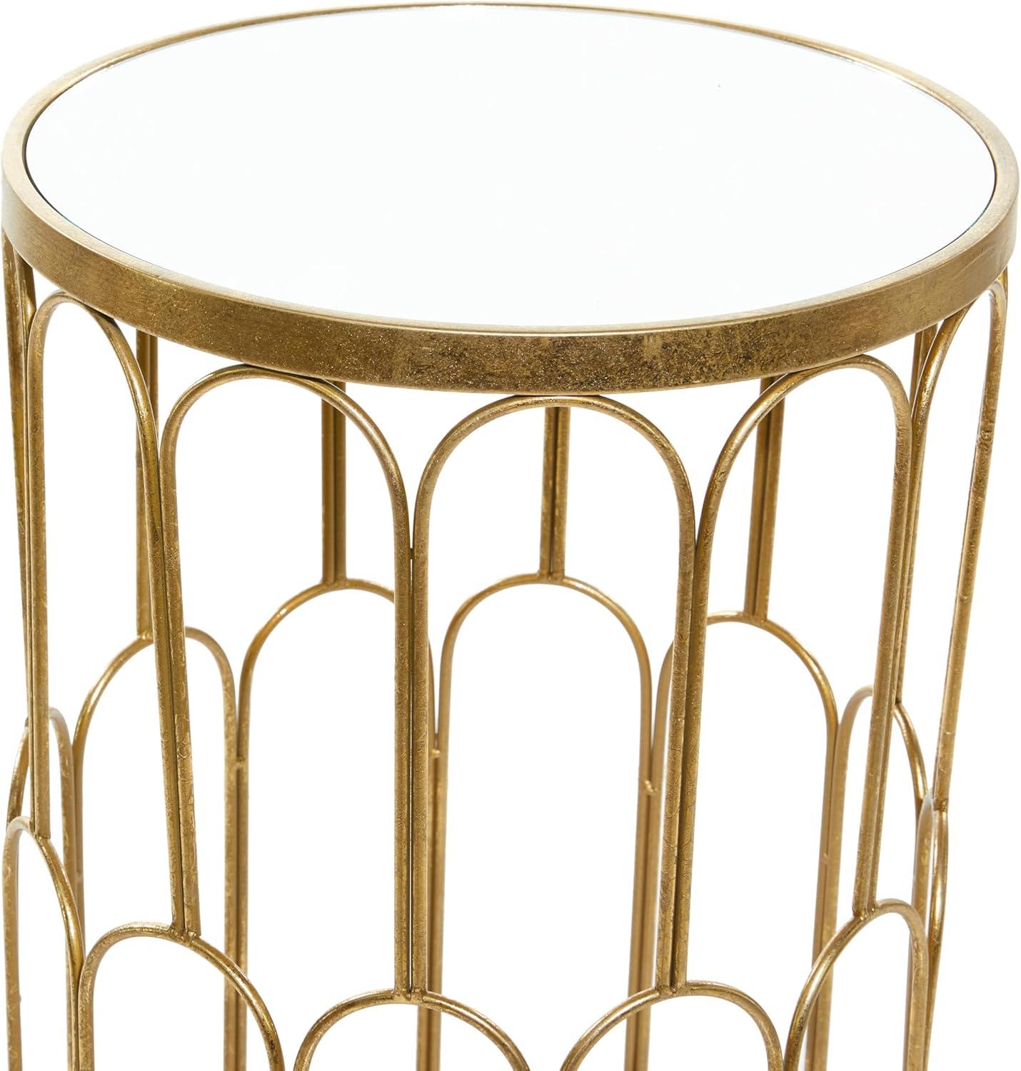 Set of 3 Glam Mirrored Accent Tables Gold - Olivia & May: No Assembly, Indoor Use, Luxury Style