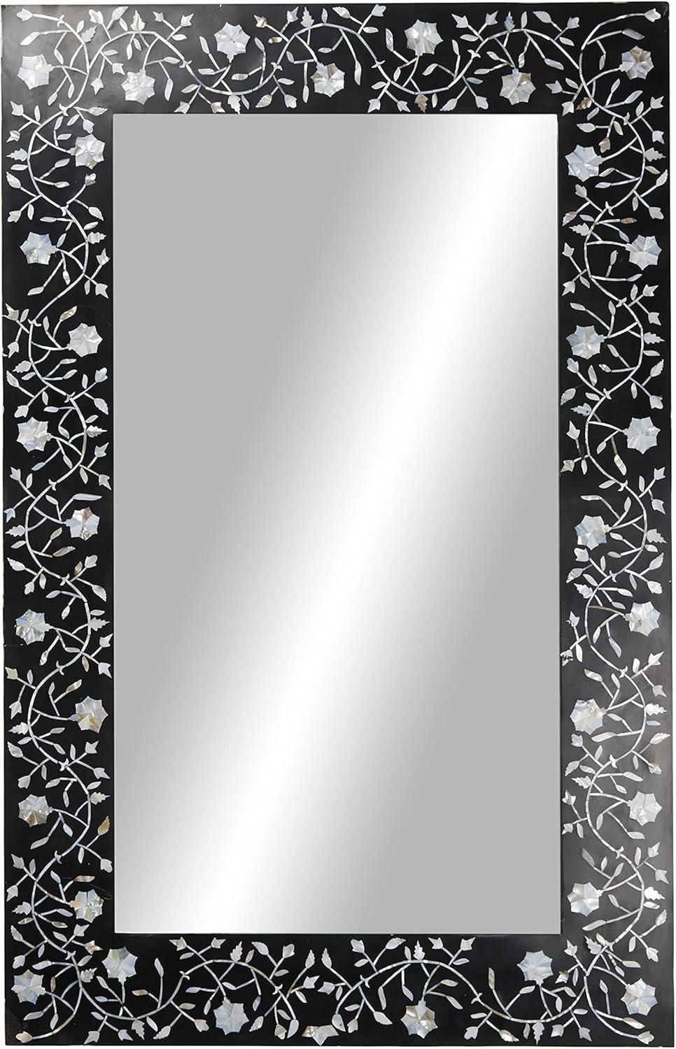 DecMode 30"W, 47"H Square Wall Mirror, Black